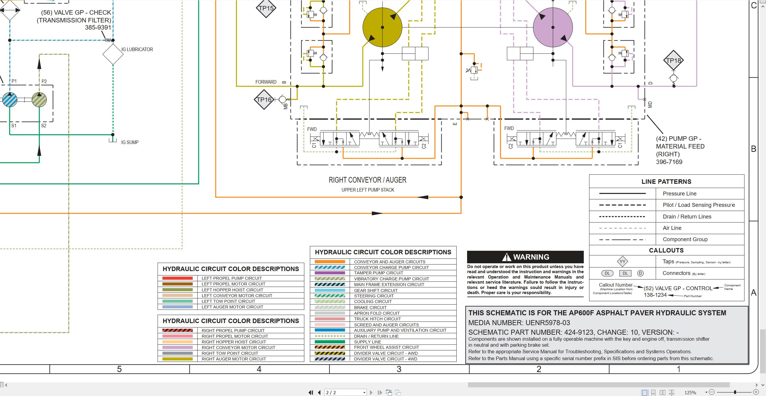 CAT Asphalt Paver AP600F Electrical Hydraulic Schematic (3)