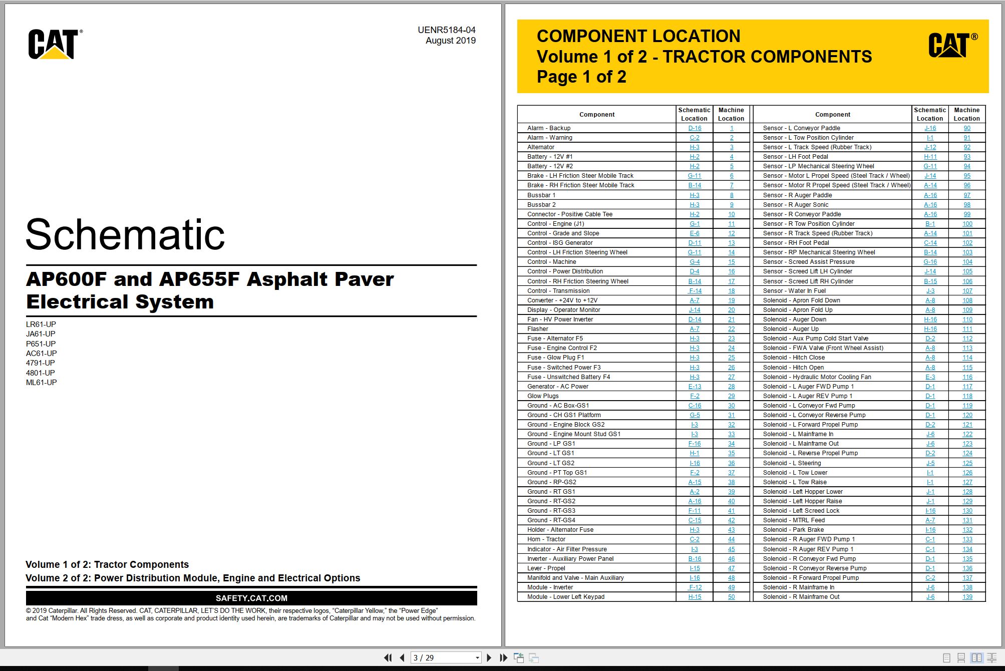 CAT Asphalt Paver AP655F Electrical Hydraulic Schematic (1)