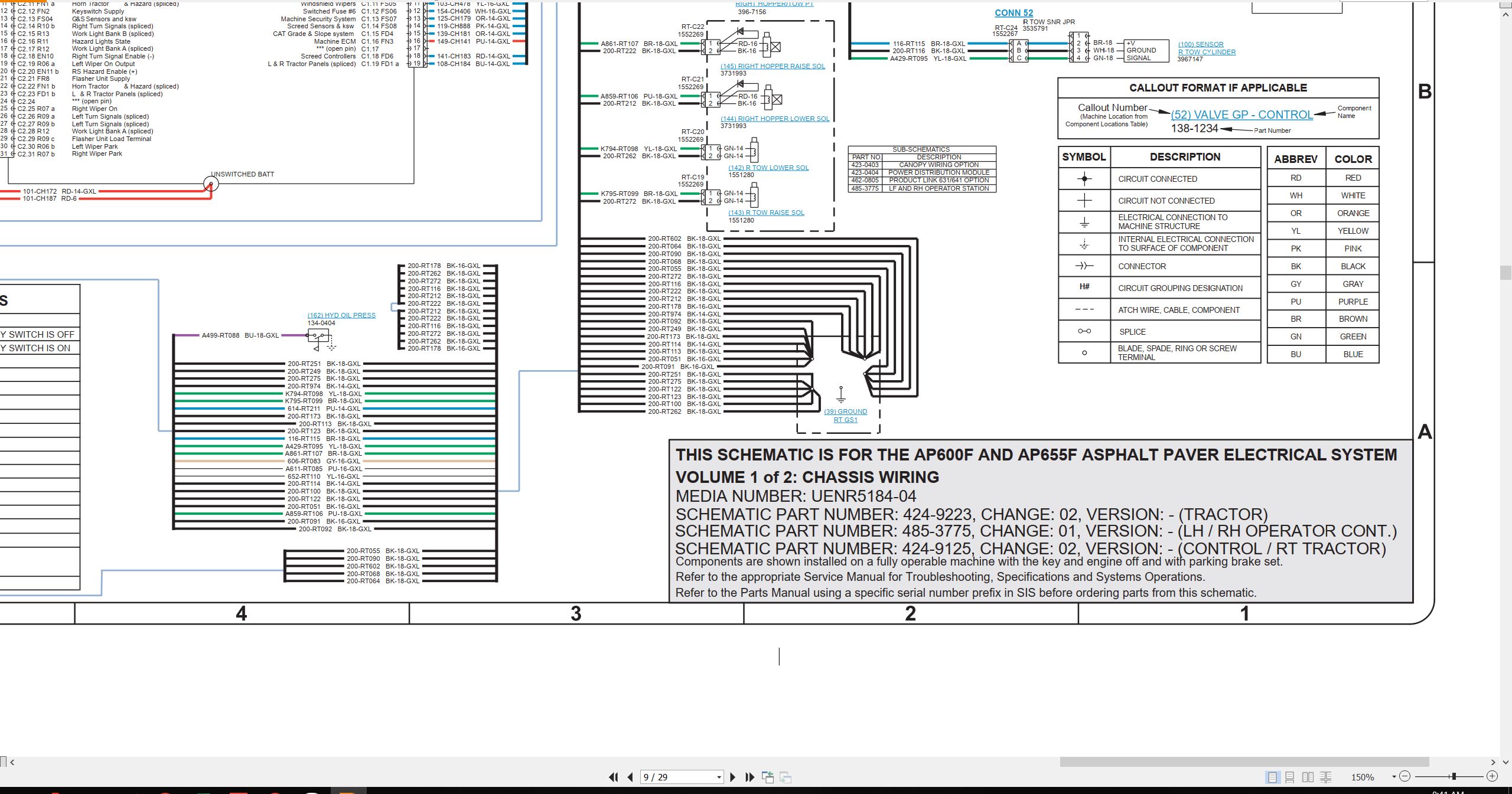 CAT Asphalt Paver AP655F Electrical Hydraulic Schematic (2)