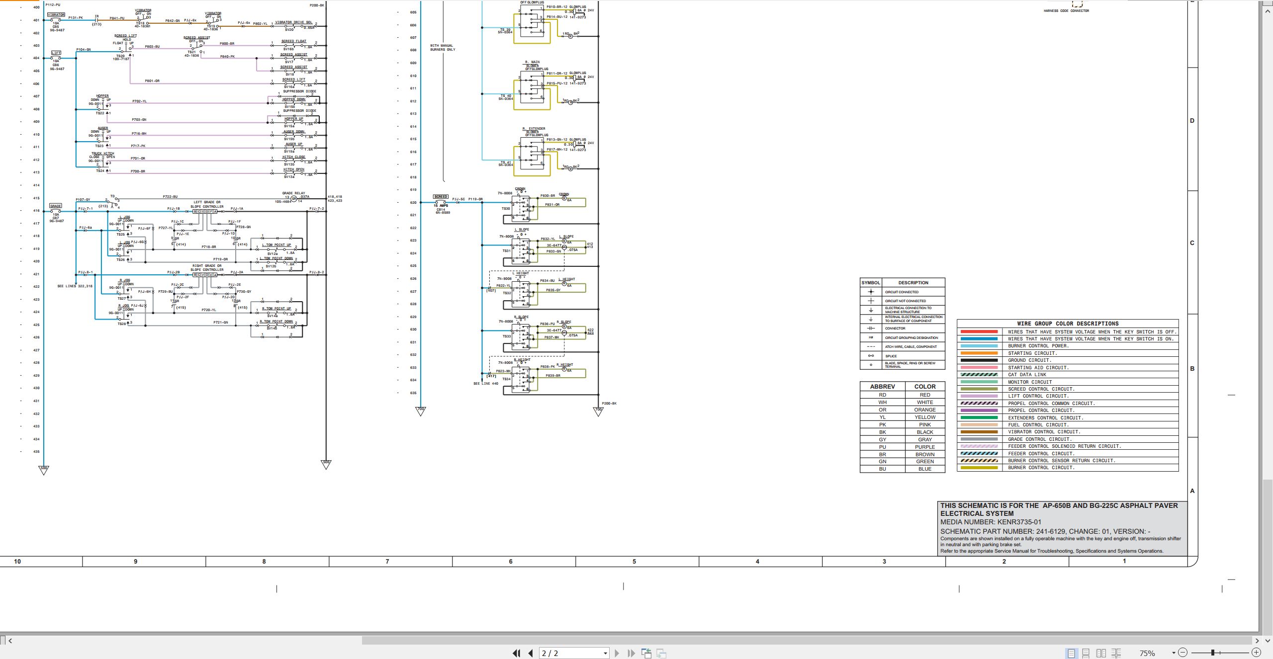 CAT Asphalt Paver BG 225C Electrical Hydraulic Schematic (2)
