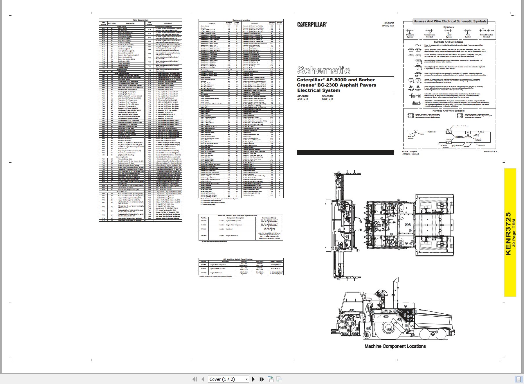 CAT Asphalt Paver BG 230D Electrical Hydraulic Schematic (1)