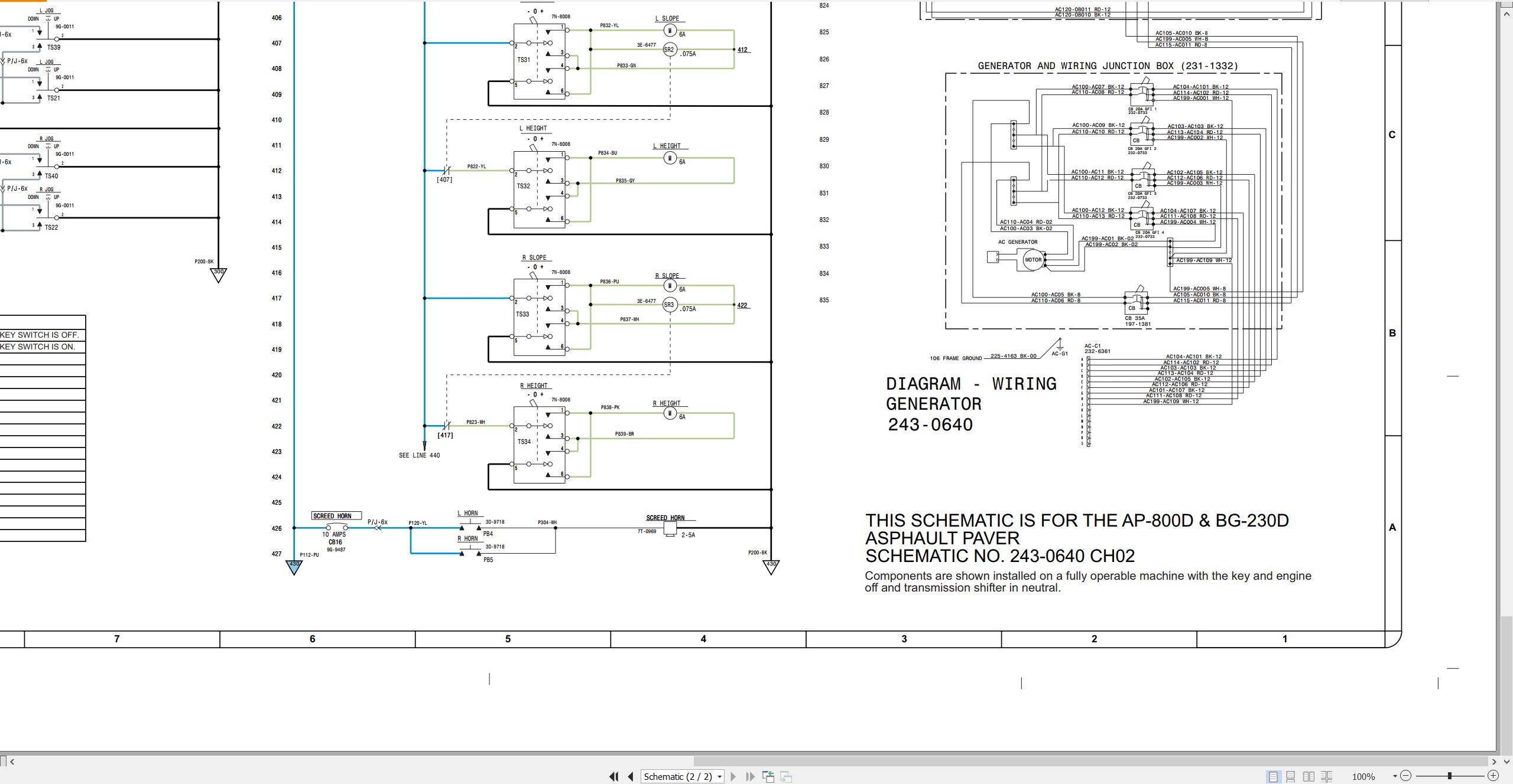 CAT Asphalt Paver BG 230D Electrical Hydraulic Schematic (2)