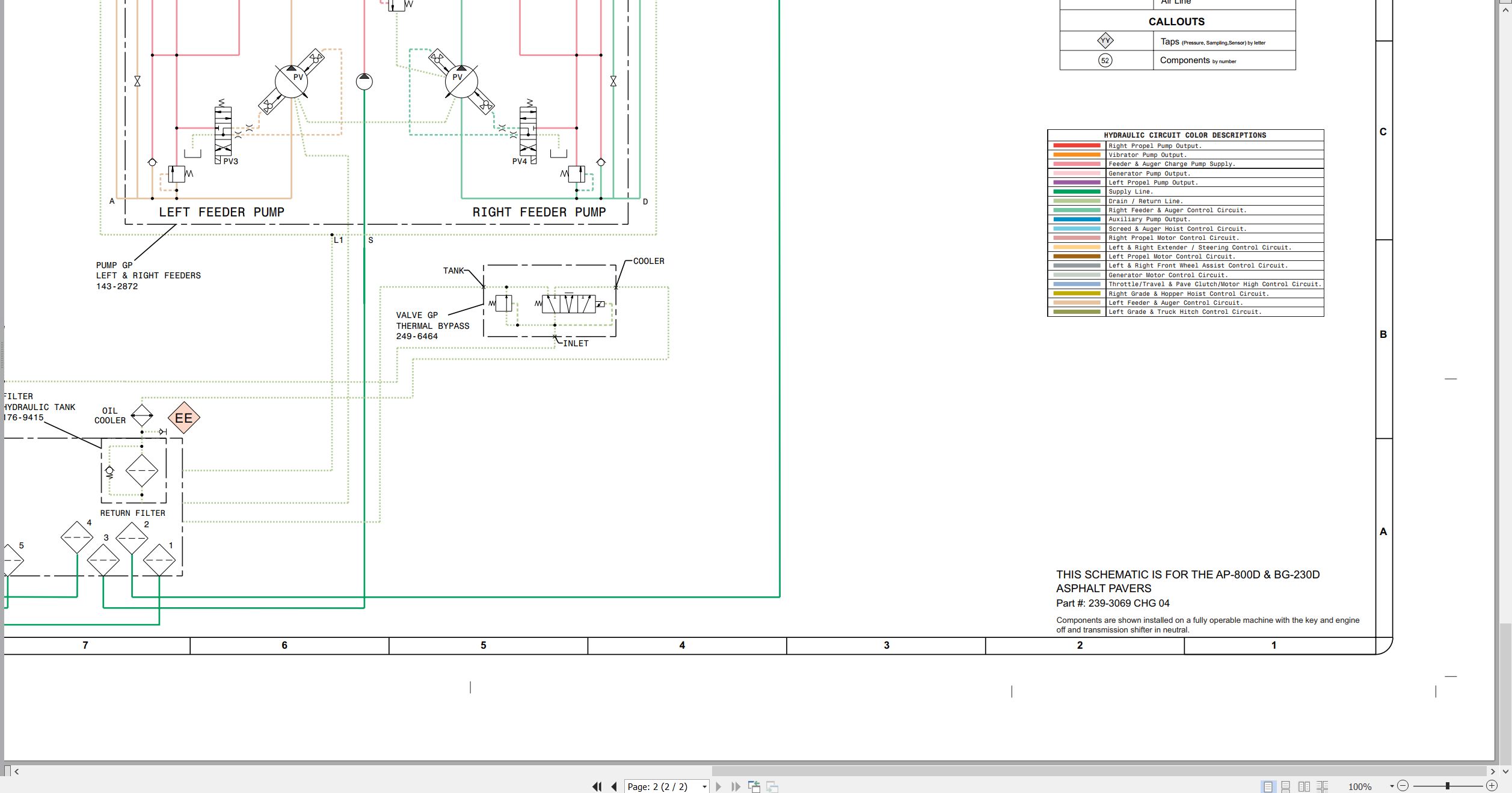 CAT Asphalt Paver BG 230D Electrical Hydraulic Schematic (3)
