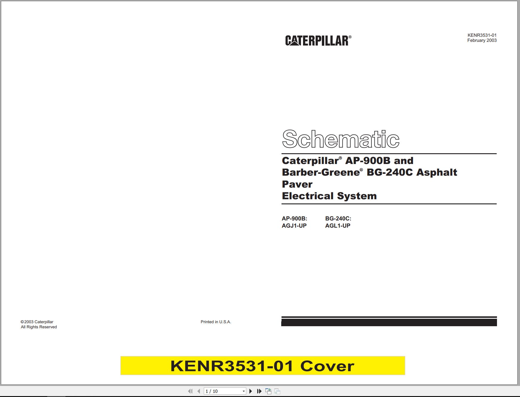 CAT Asphalt Paver BG 240C Electrical Hydraulic Schematic (1)