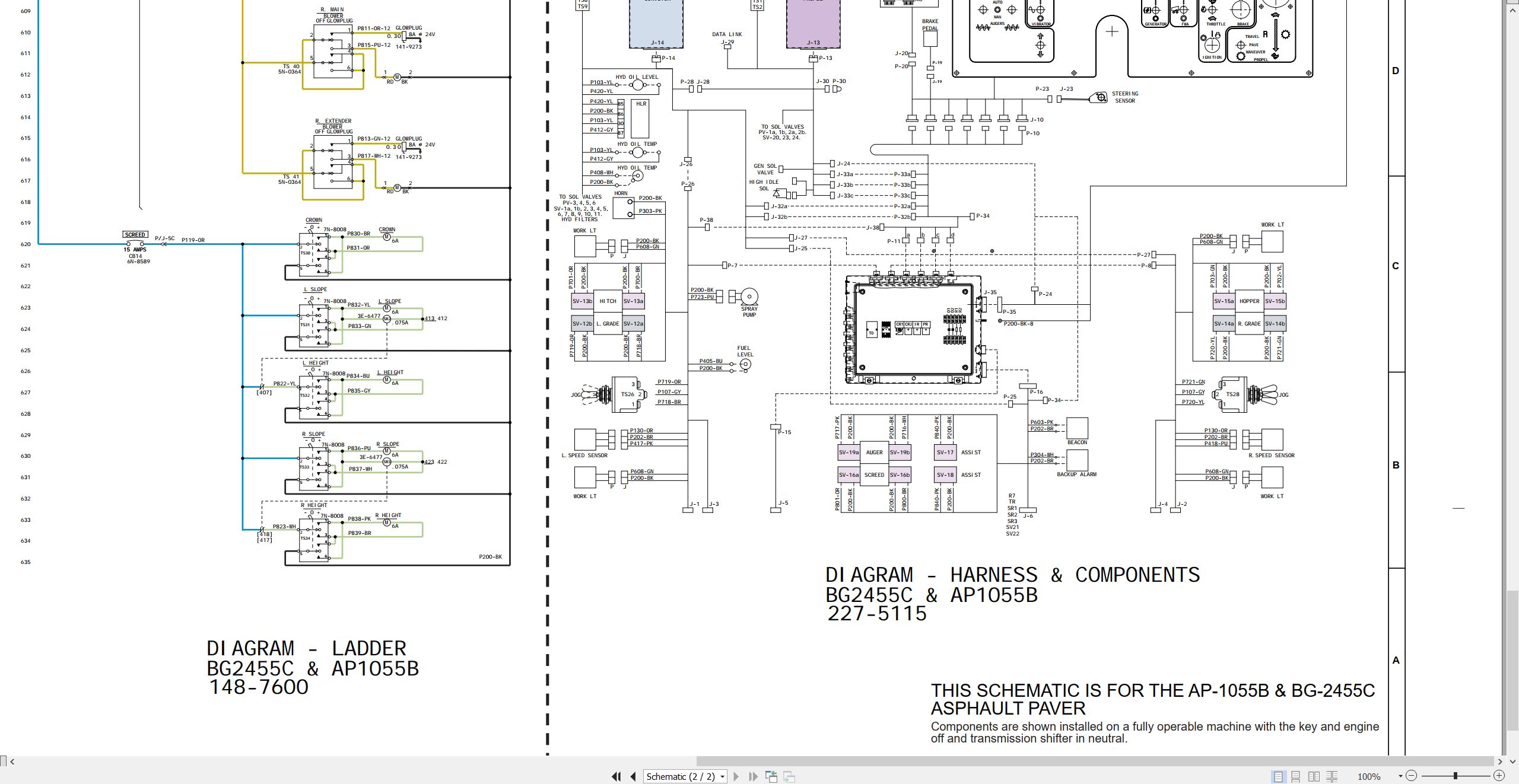 CAT Asphalt Paver BG 2455C Electrical Hydraulic Schematic (2)
