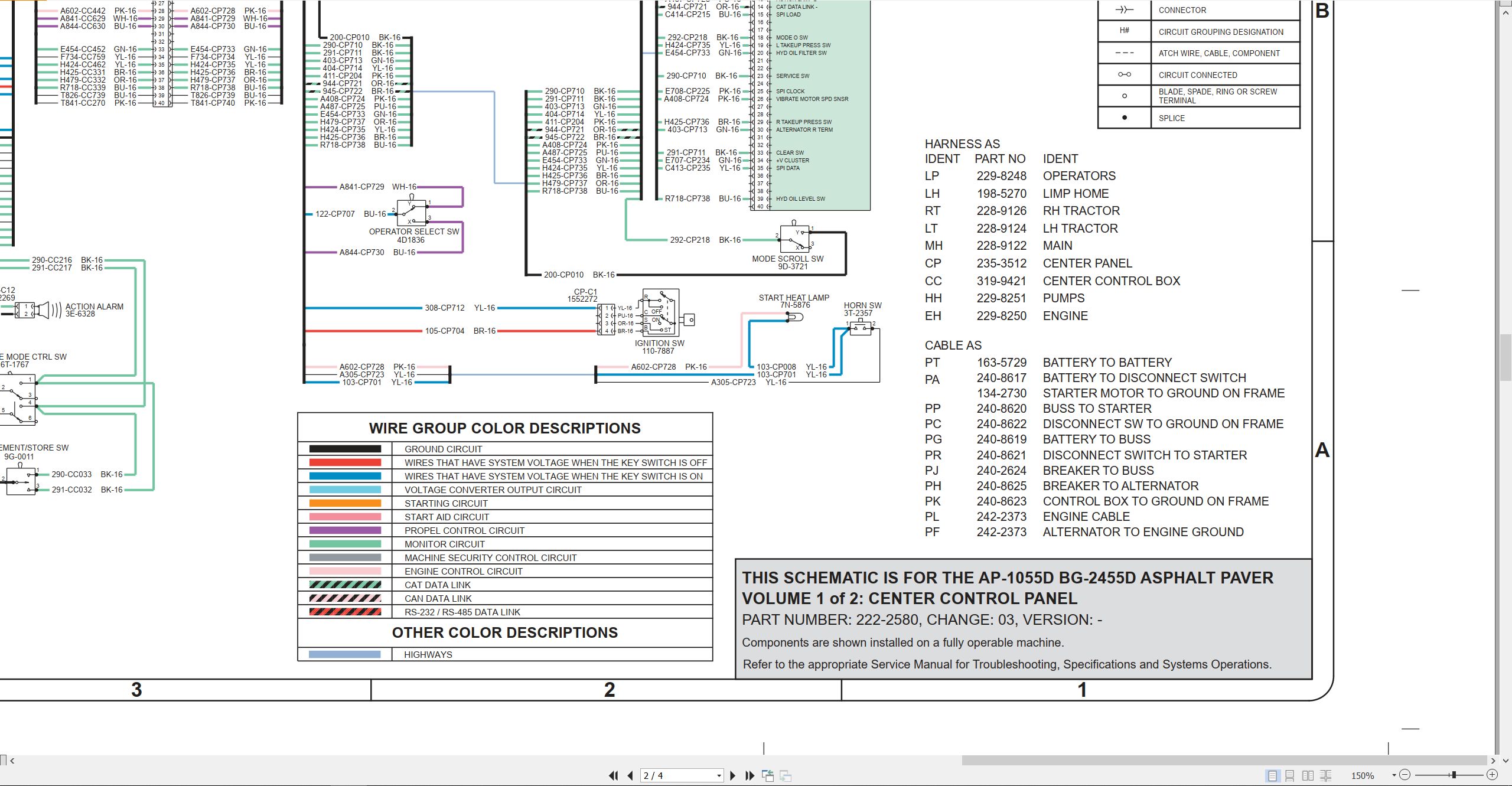 CAT Asphalt Paver BG 2455D Electrical Hydraulic Schematic (2)
