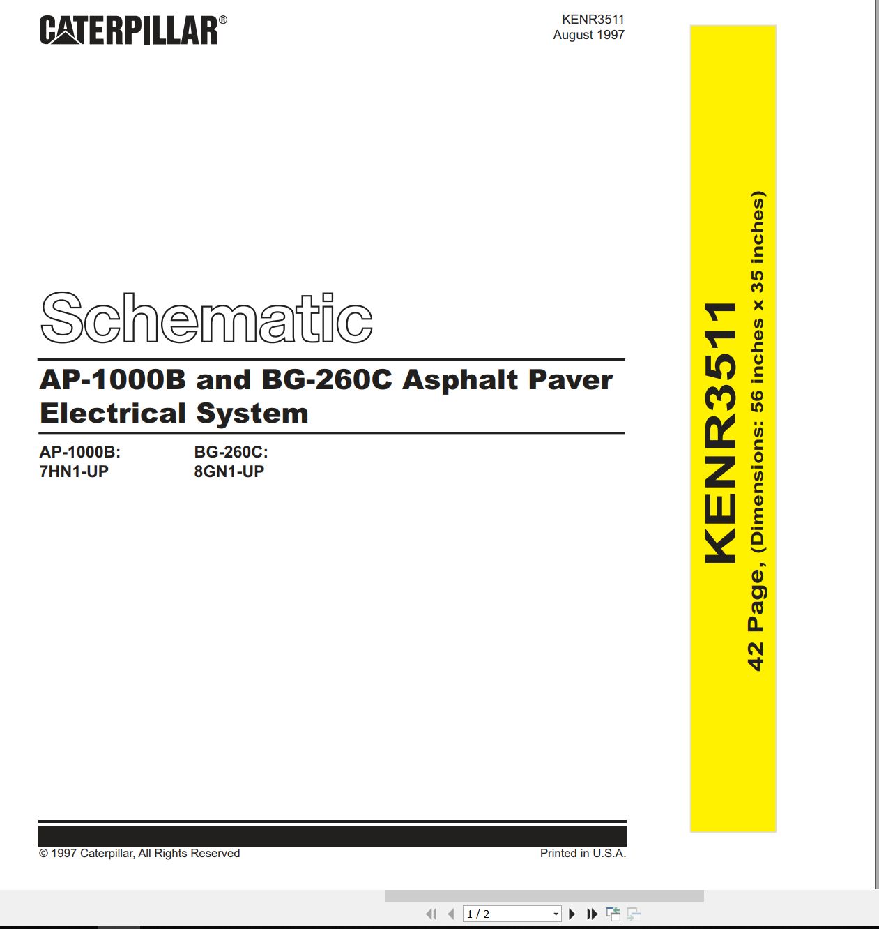 CAT Asphalt Paver BG 260C Electrical Hydraulic Schematic (1)