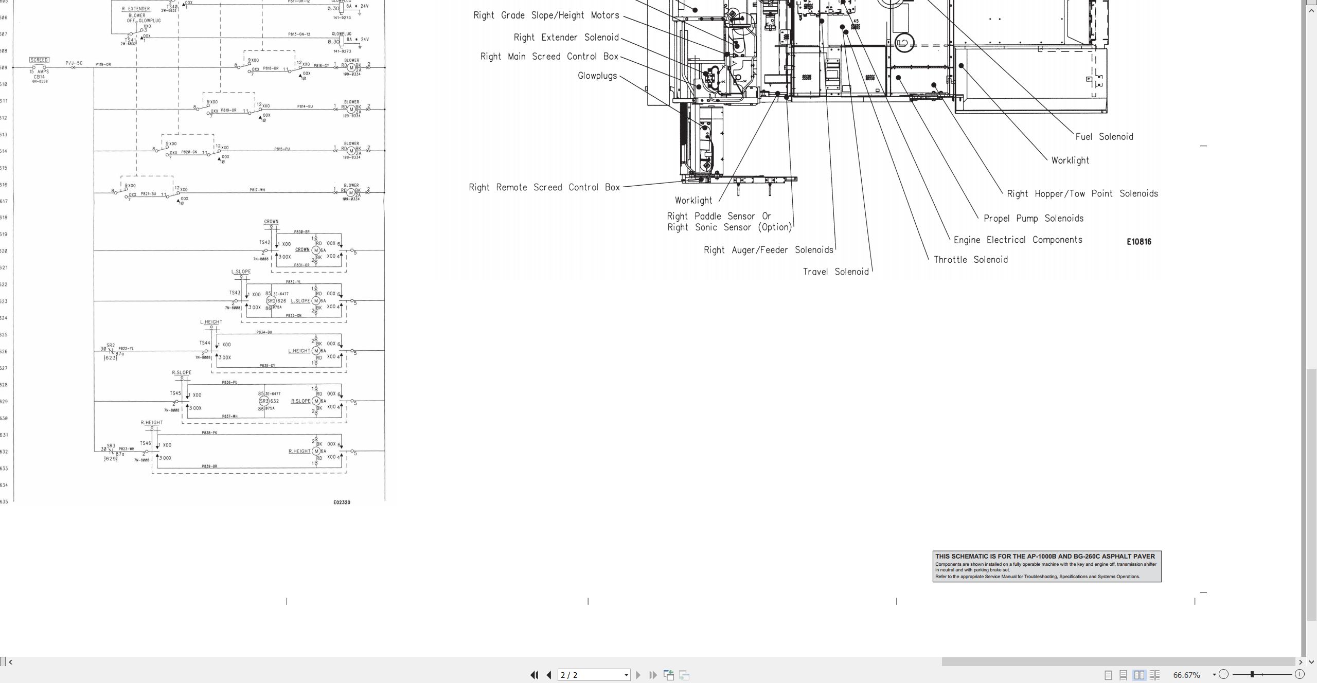 CAT Asphalt Paver BG 260C Electrical Hydraulic Schematic (2)
