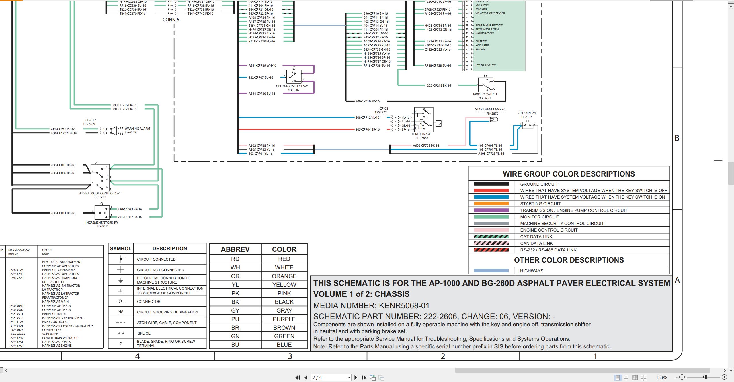 CAT Asphalt Paver BG 260D Electrical Hydraulic Schematic (2)