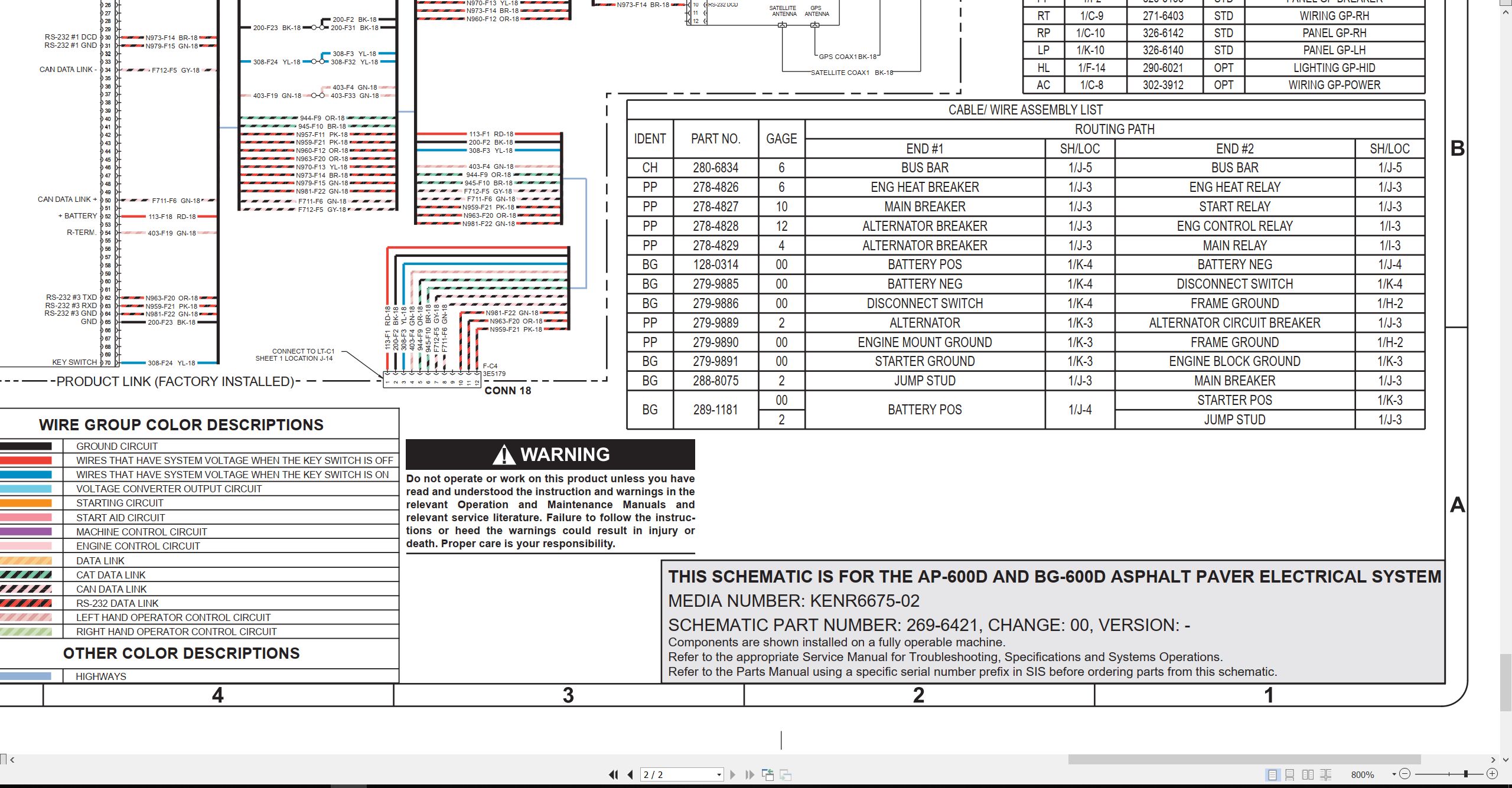 CAT Asphalt Paver BG 600D Electrical Schematic (2)