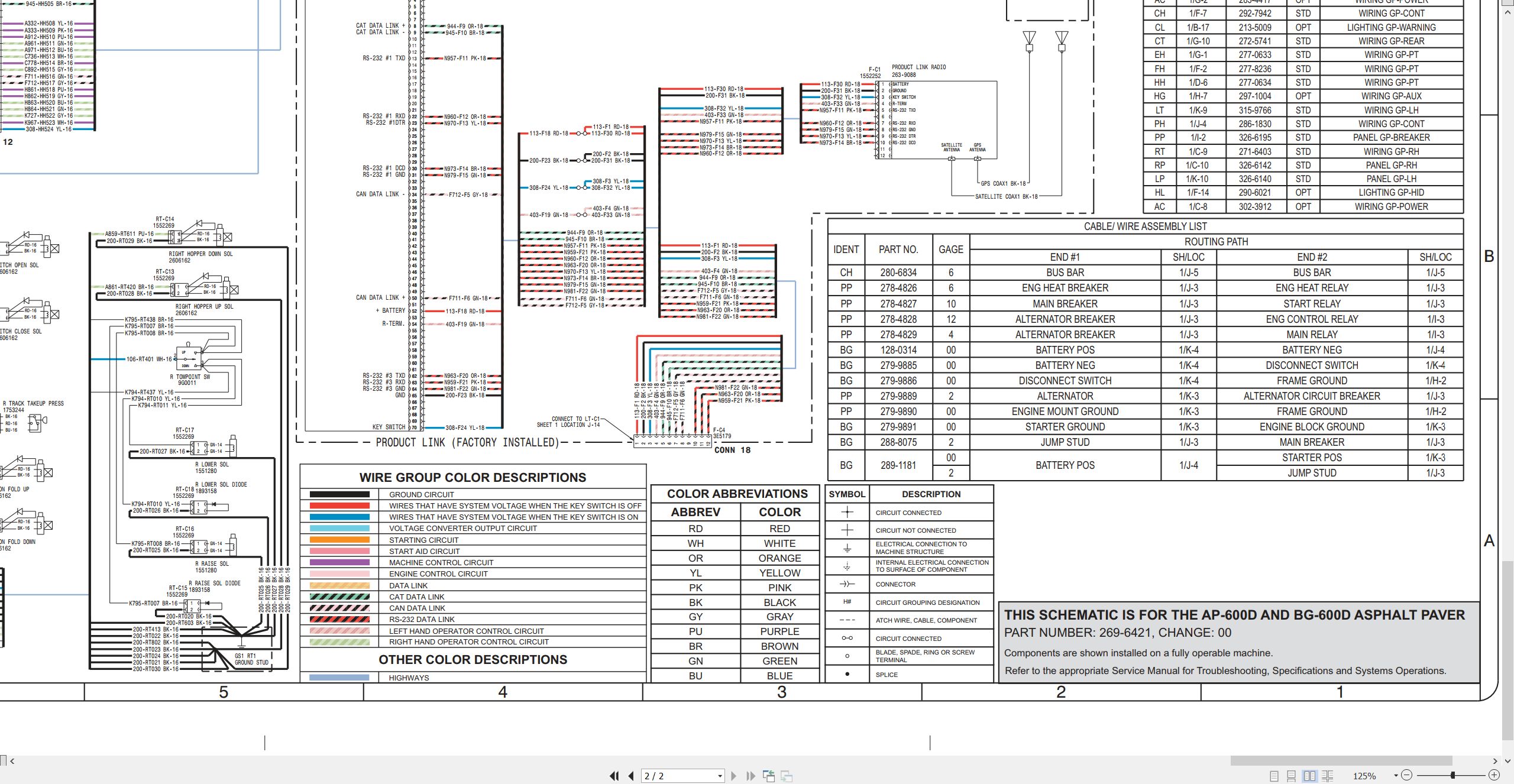CAT Asphalt Paver BG 600D Electrical Schematic (3)