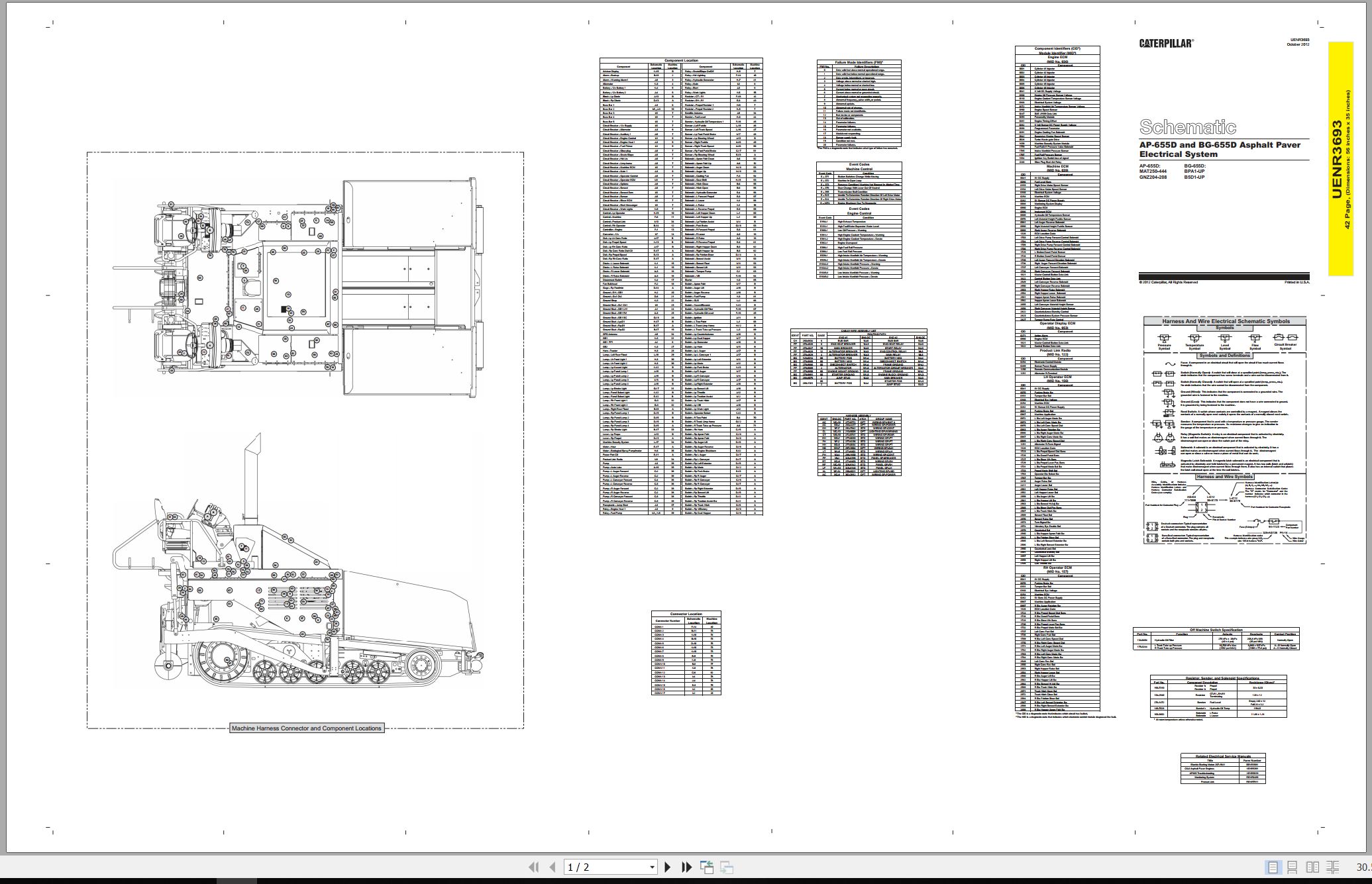 CAT Asphalt Paver BG 655D Electrical Hydraulic Schematic (1)
