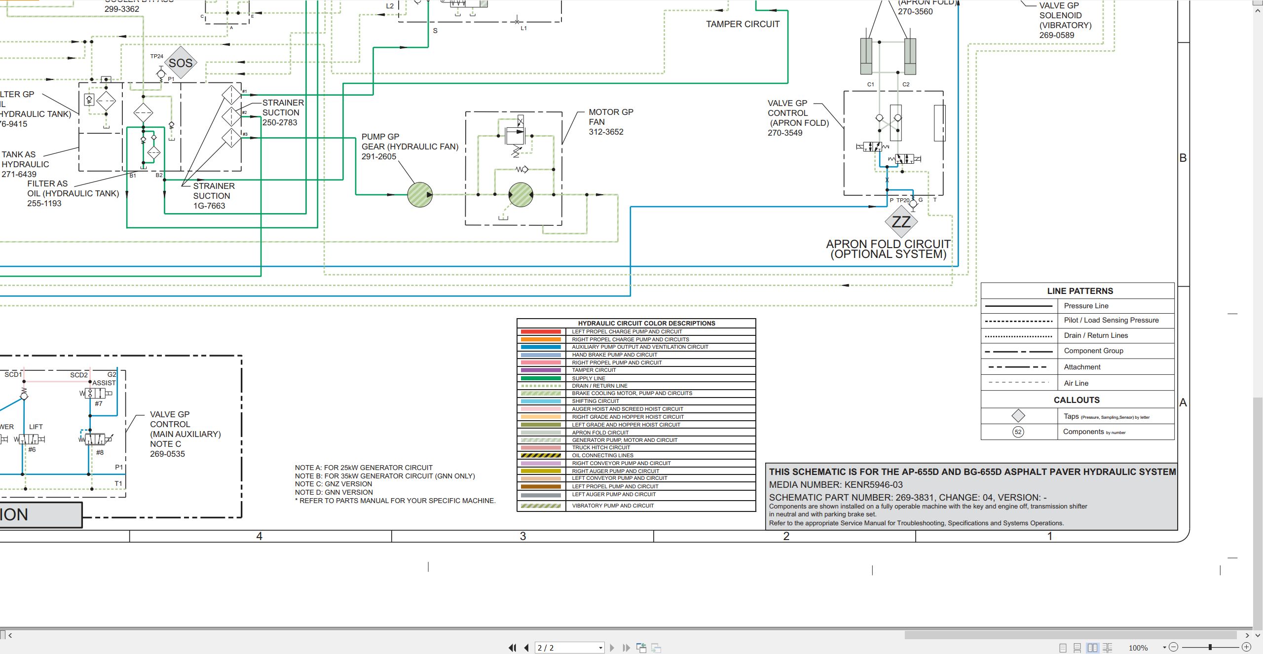 CAT Asphalt Paver BG 655D Electrical Hydraulic Schematic (3)