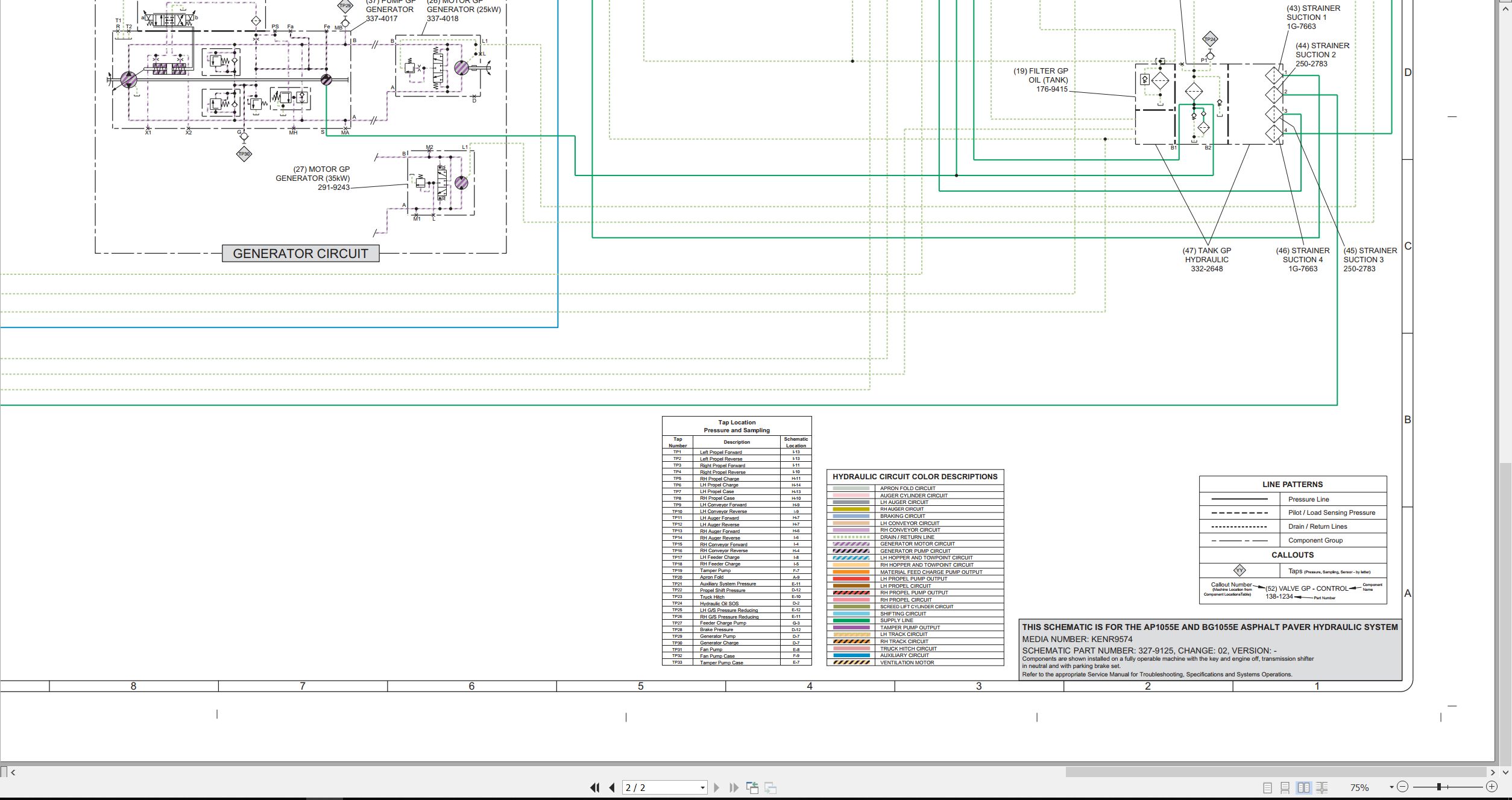 CAT Asphalt Paver BG1055E Electrical Hydraulic Schematic (3)