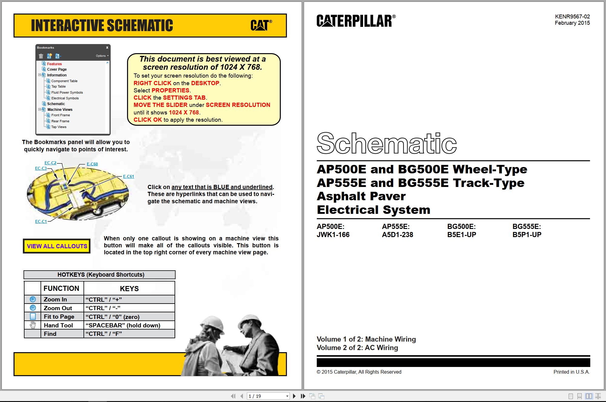 CAT Asphalt Paver BG500E Electrical Hydraulic Schematic (1)