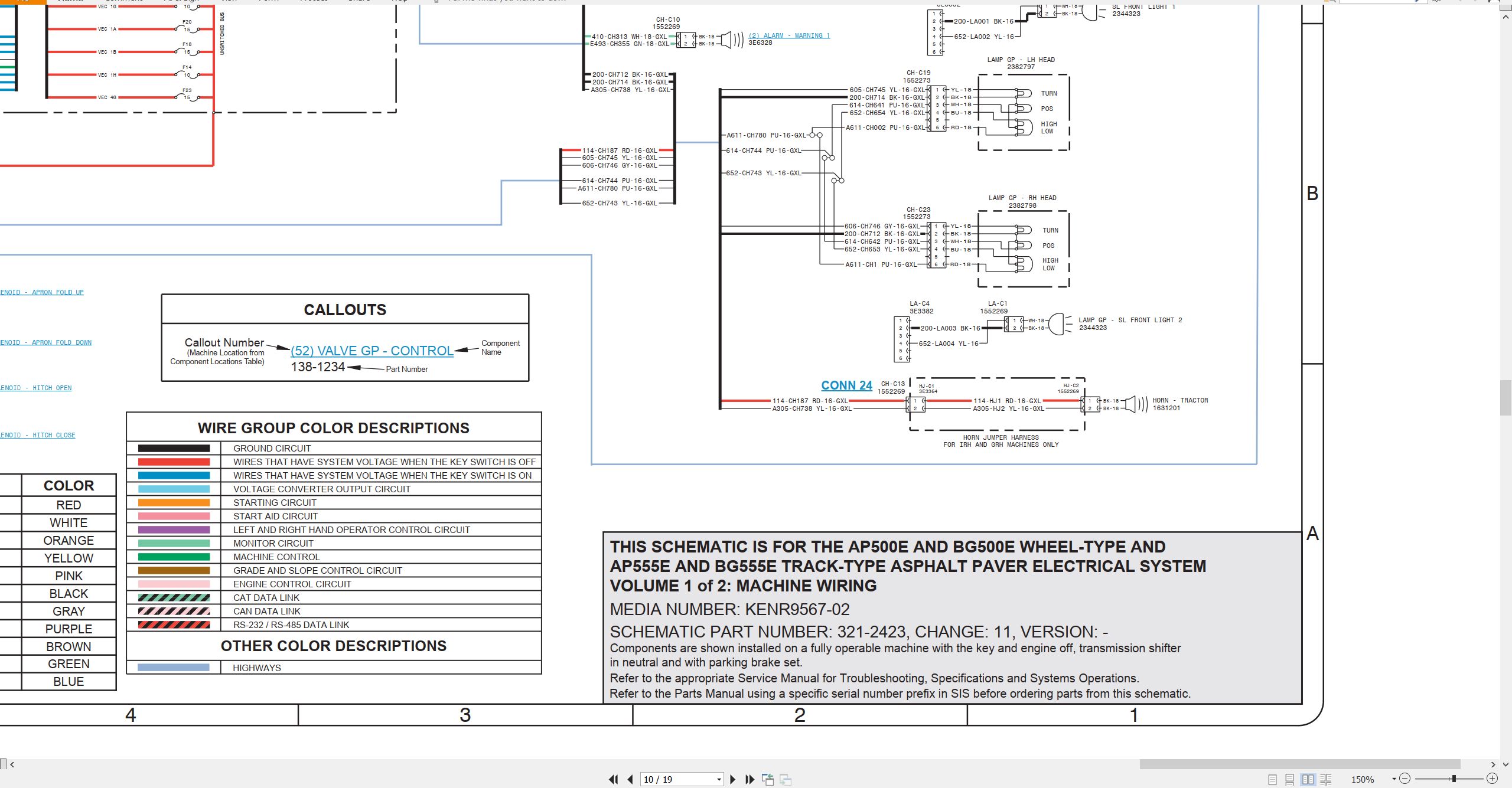 CAT Asphalt Paver BG500E Electrical Hydraulic Schematic (2)