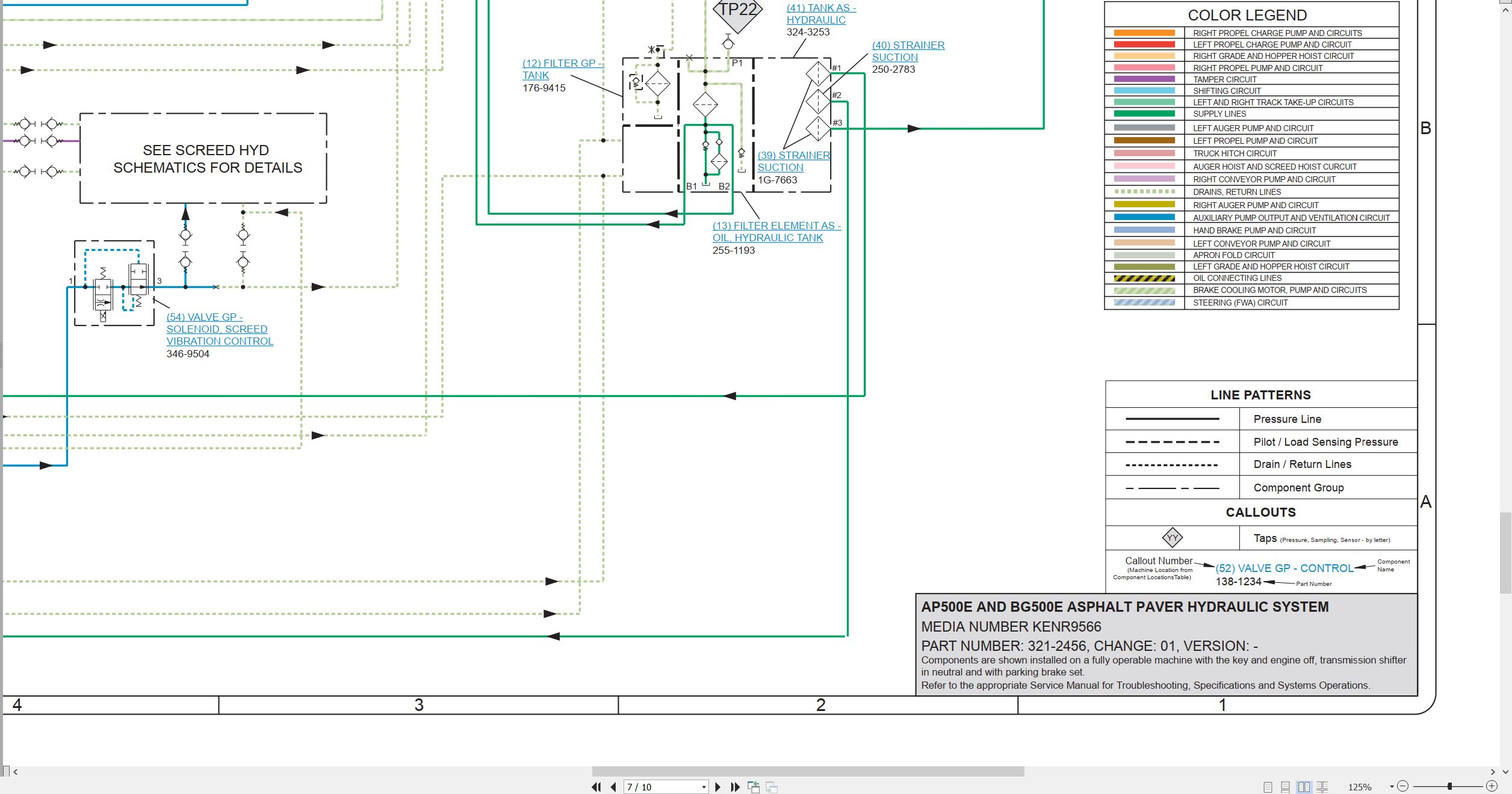 CAT Asphalt Paver BG500E Electrical Hydraulic Schematic (3)