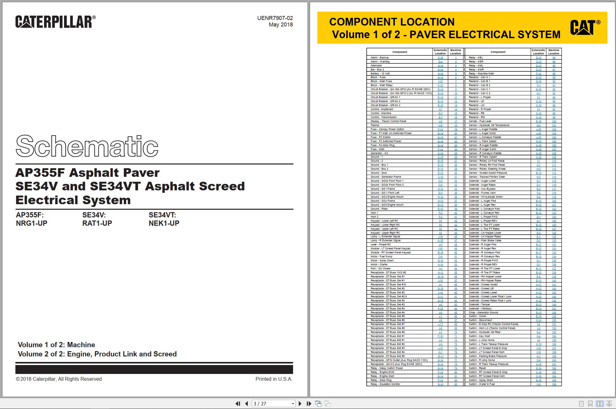 CAT Asphalt Paver SE34 V Electrical Hydraulic Schematic (1)