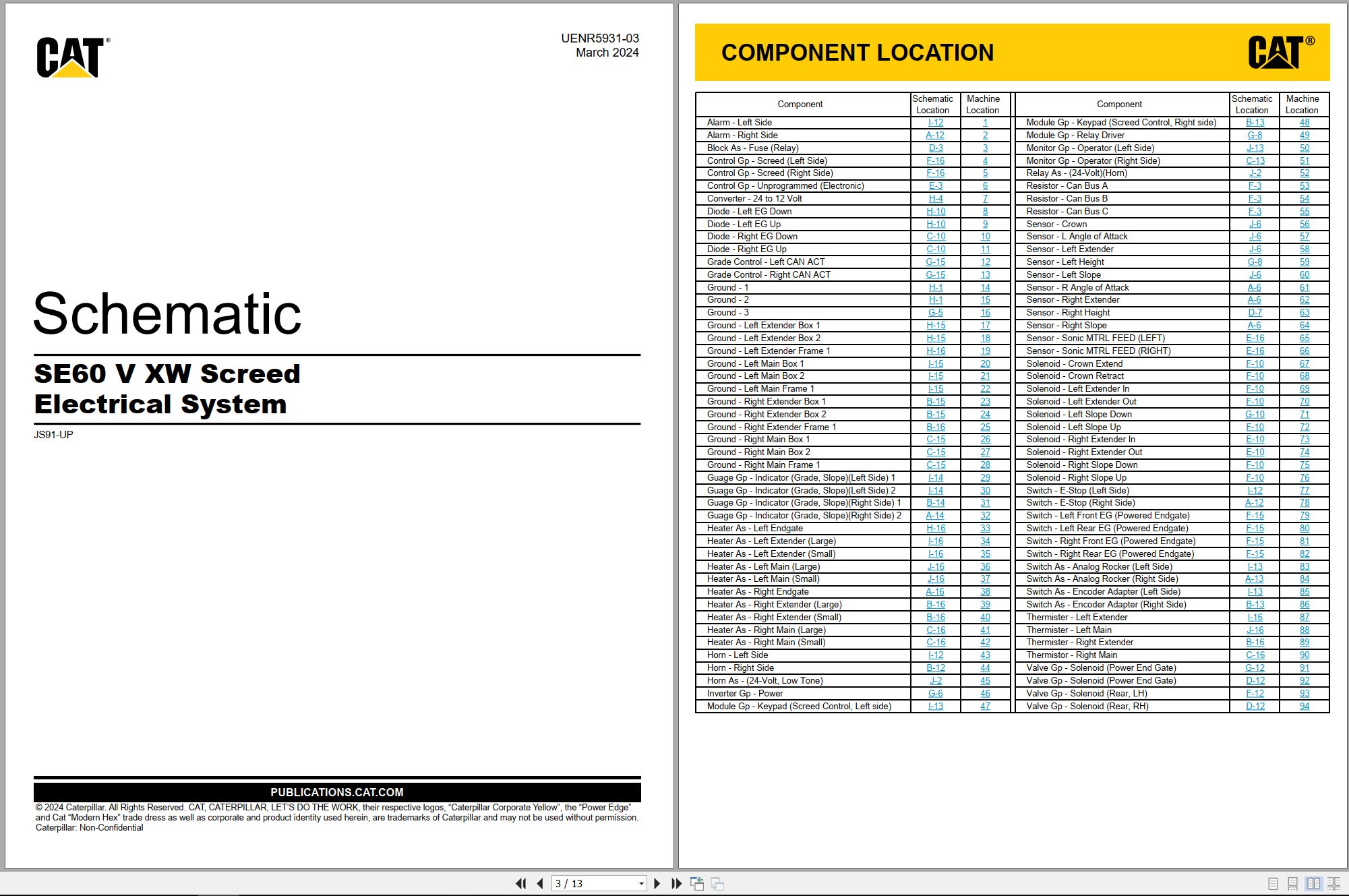 CAT Asphalt Paver SE60 V XW Electrical Hydraulic Schematic (1)