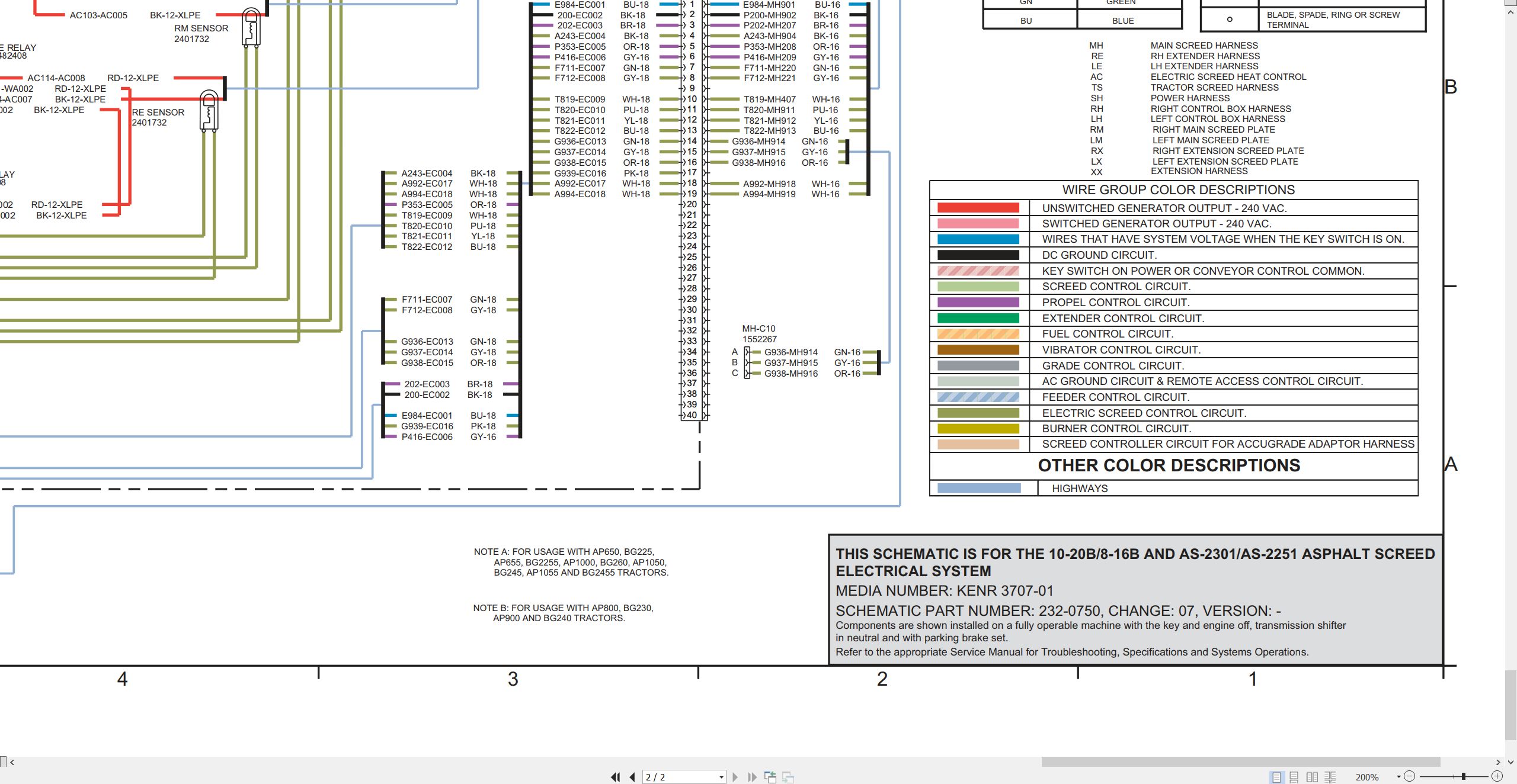 CAT Asphalt Screed 10 20B to AS2301 Electrical Schematic KENR3707 01 2011 (2)