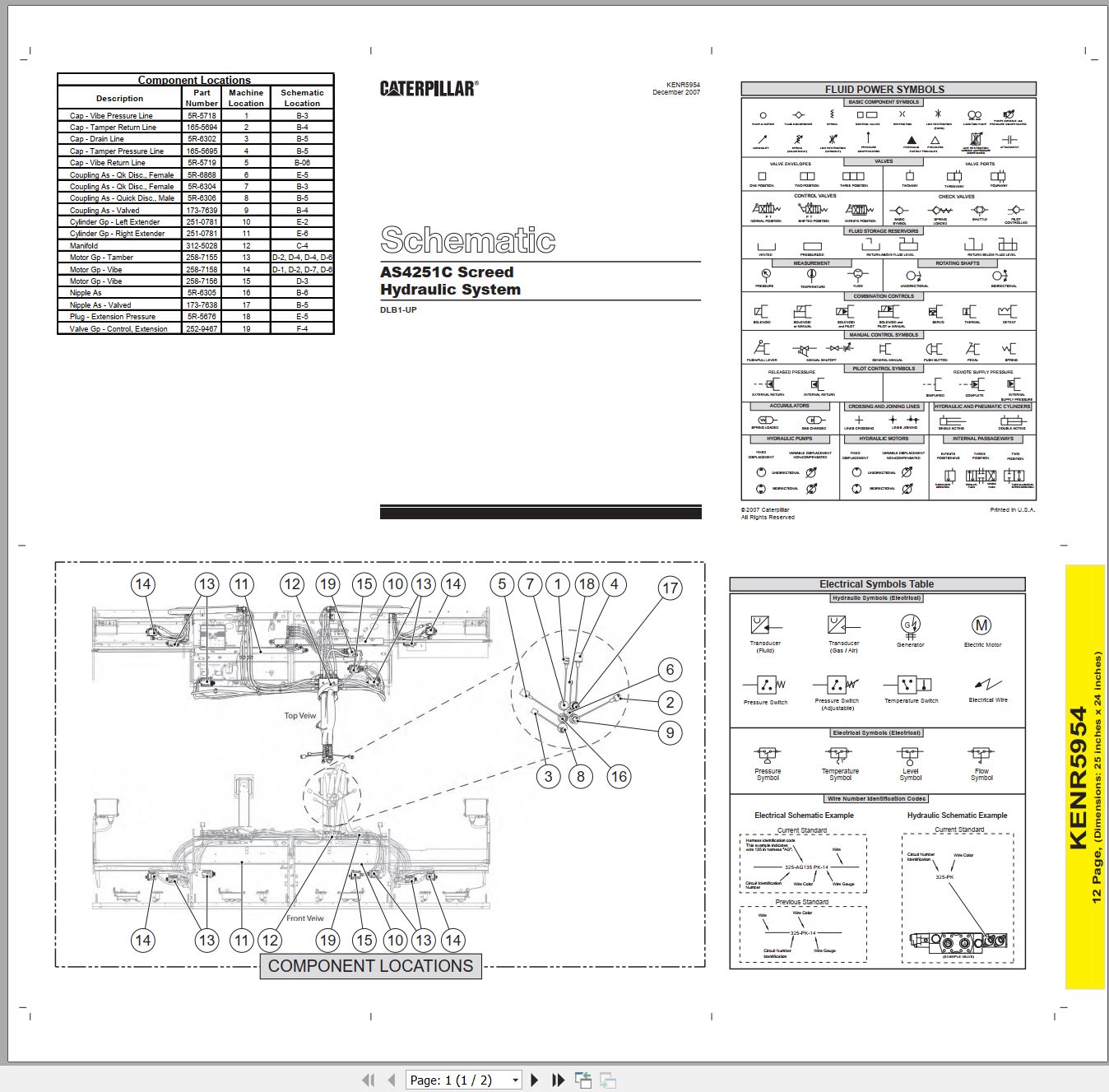 CAT Asphalt Screed AS 4251C Hydraulic Schematic KENR5954 00 2007 (1)