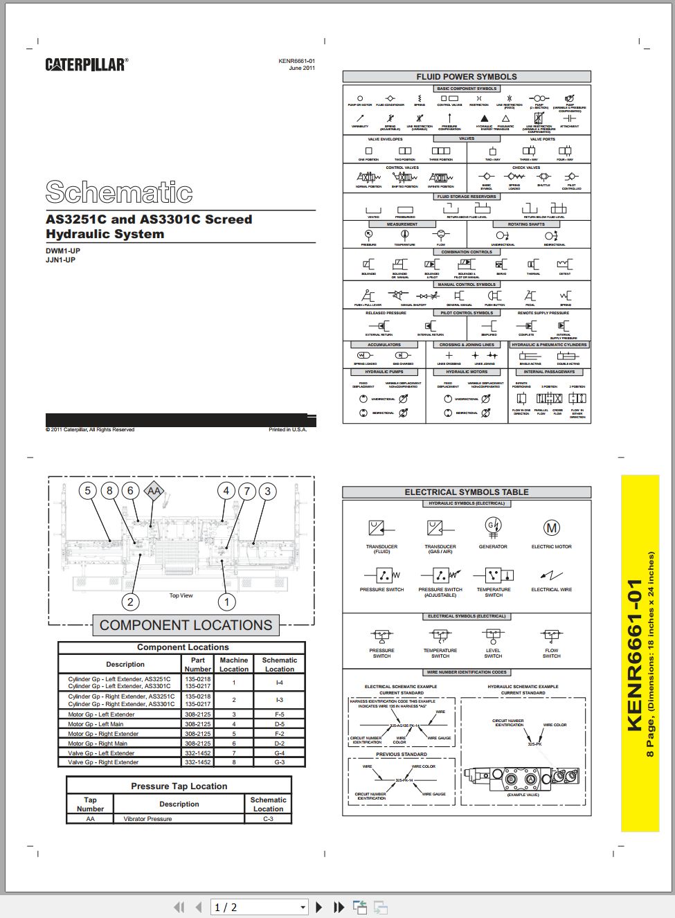 CAT Asphalt Screed AS3251C AS3301C Hydraulic Schematic KENR6661 01 2011 (1)