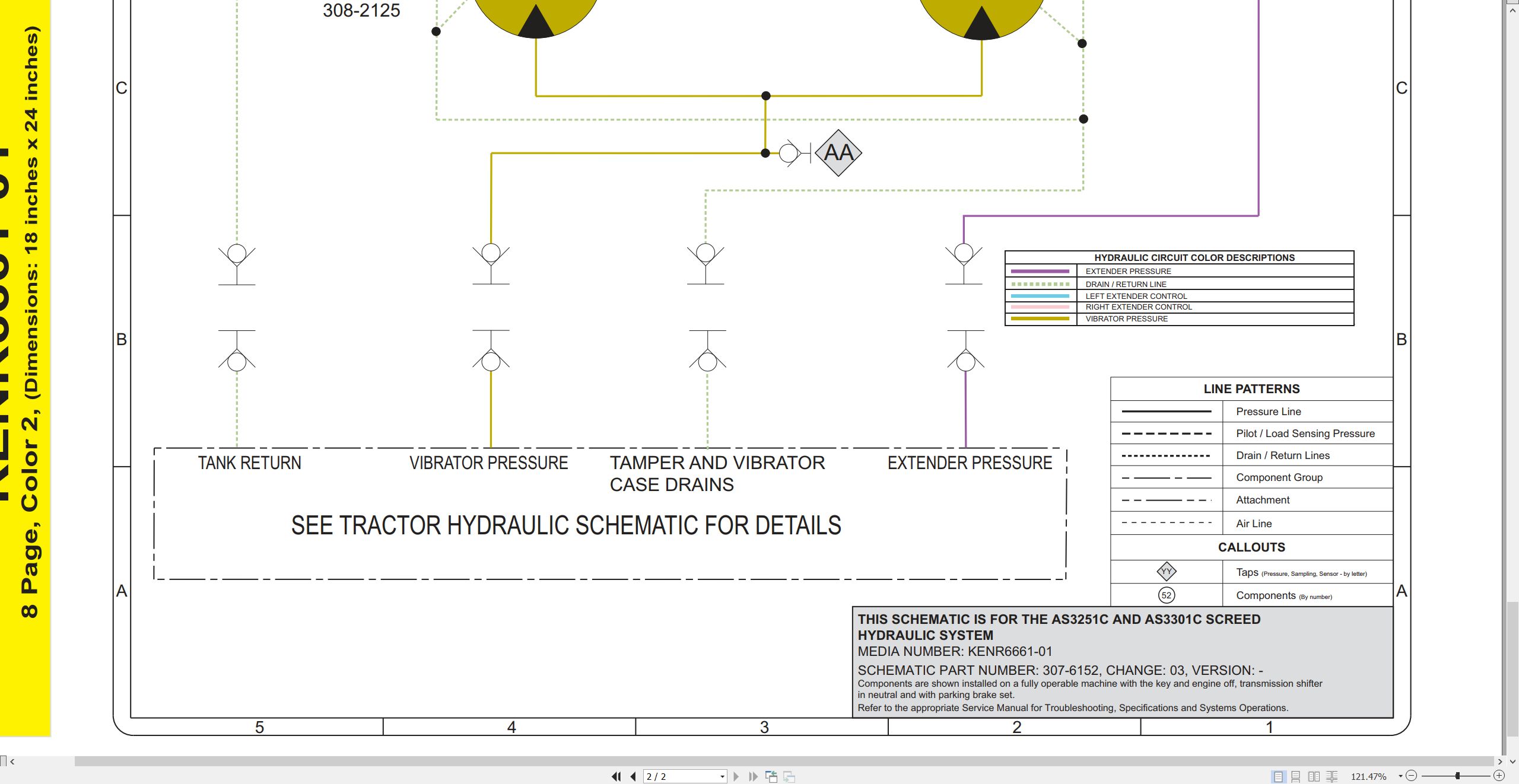 CAT Asphalt Screed AS3251C AS3301C Hydraulic Schematic KENR6661 01 2011 (2)