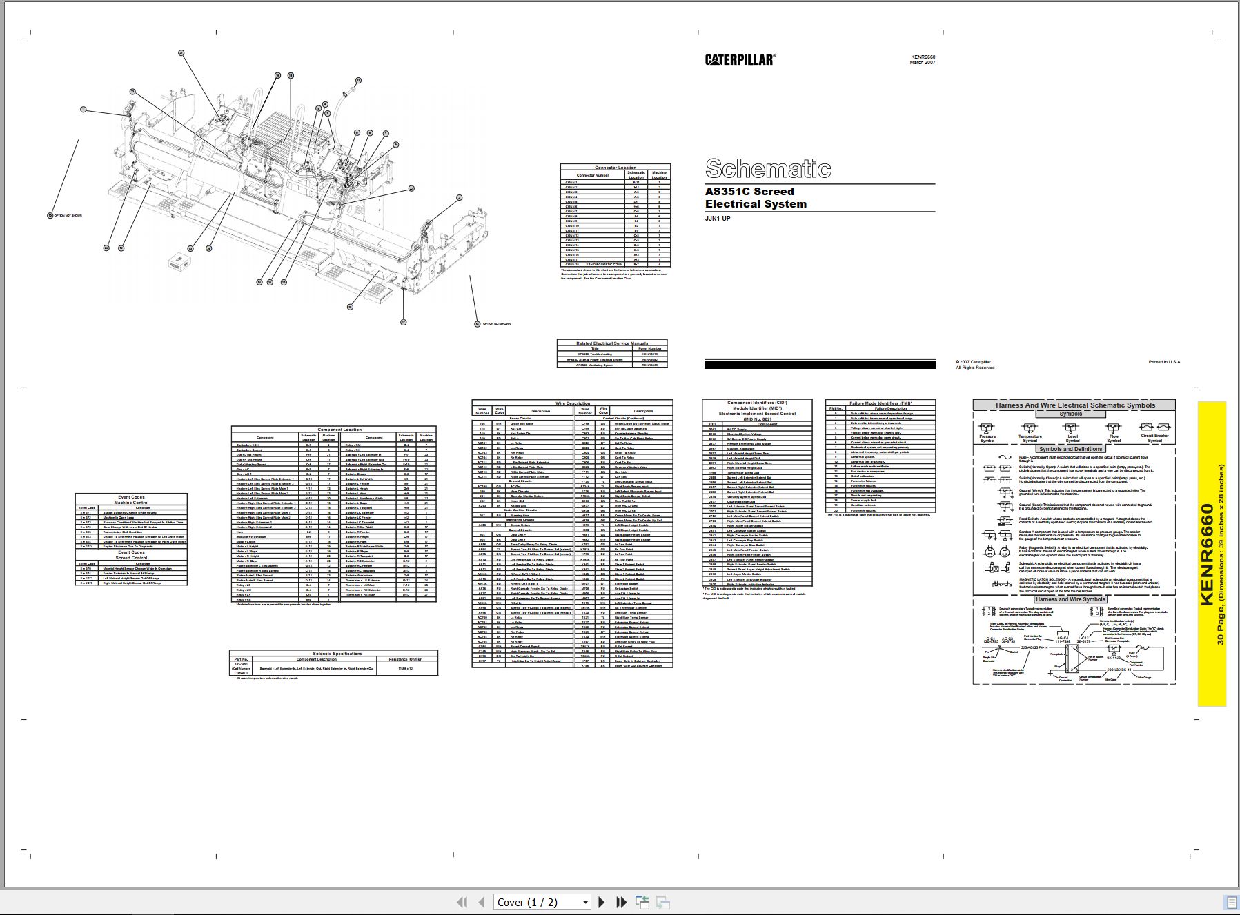 CAT Asphalt Screed AS351C Electrical Schematic KENR6660 00 2007 (1)