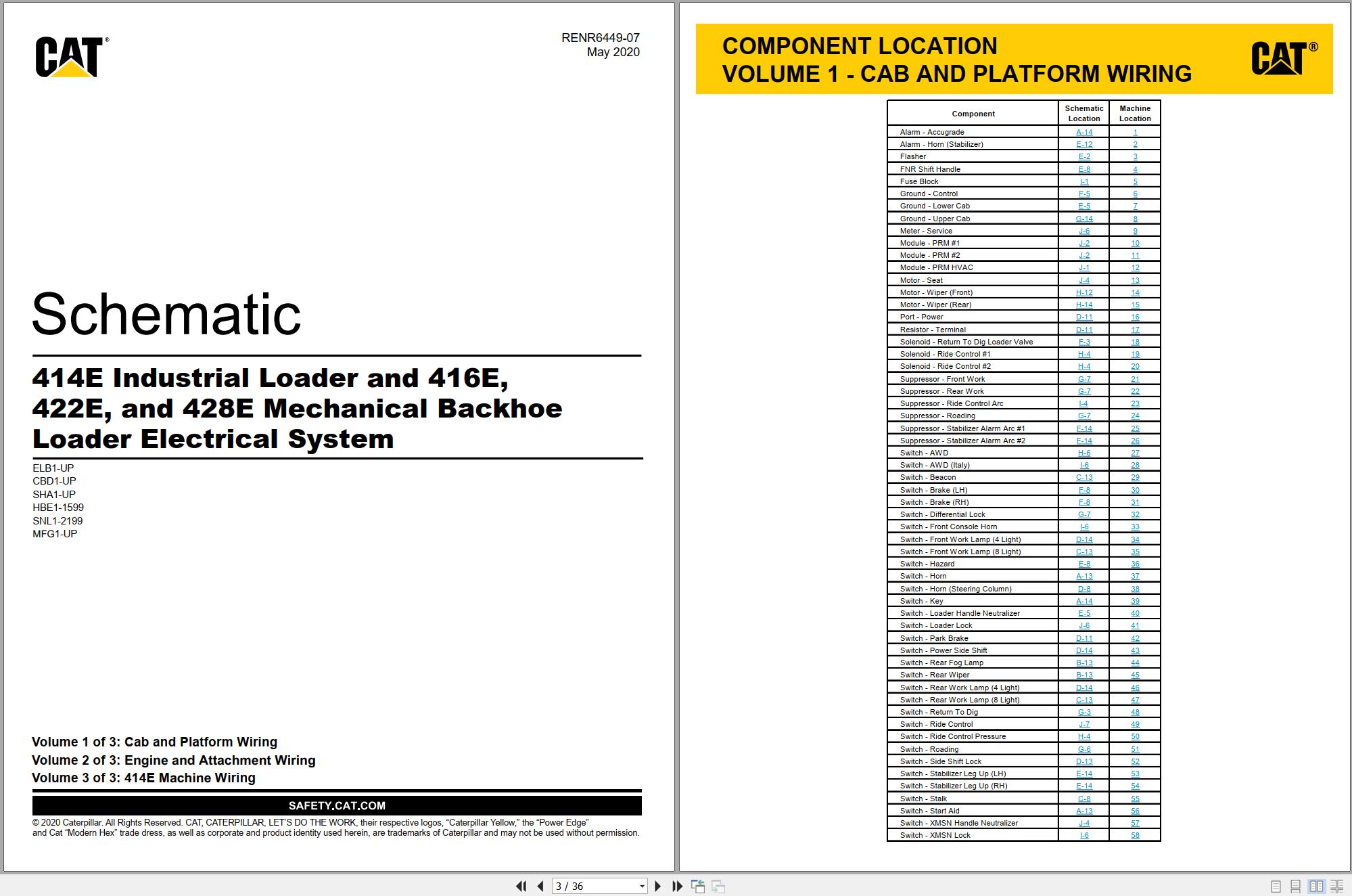 CAT Backhoe Loader 414E Electrical Hydraulic Schematic (1)