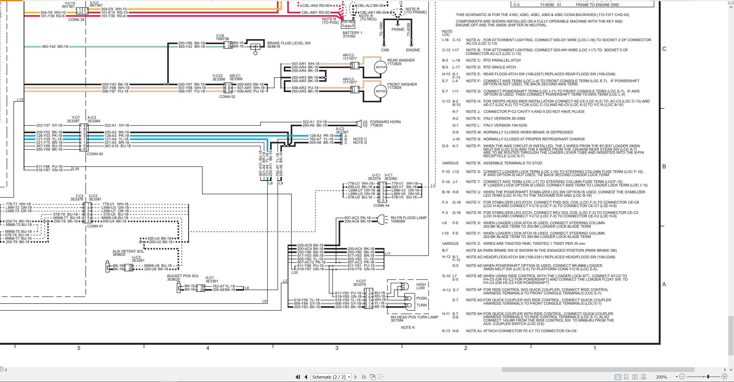 CAT Backhoe Loader 416C Electrical Hydraulic Schematic (2)