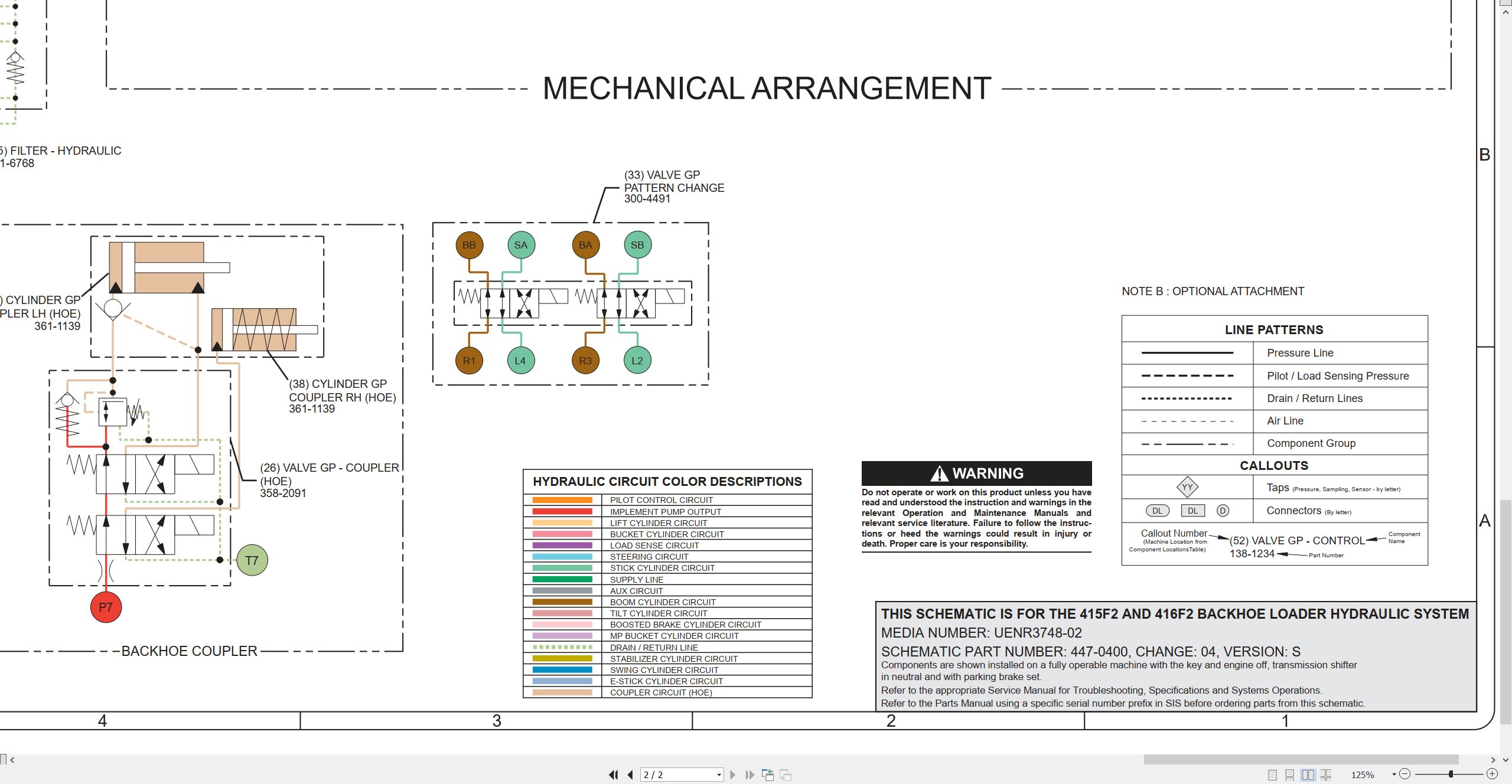 CAT Backhoe Loader 416F2 Electrical Hydraulic Schematic (3)