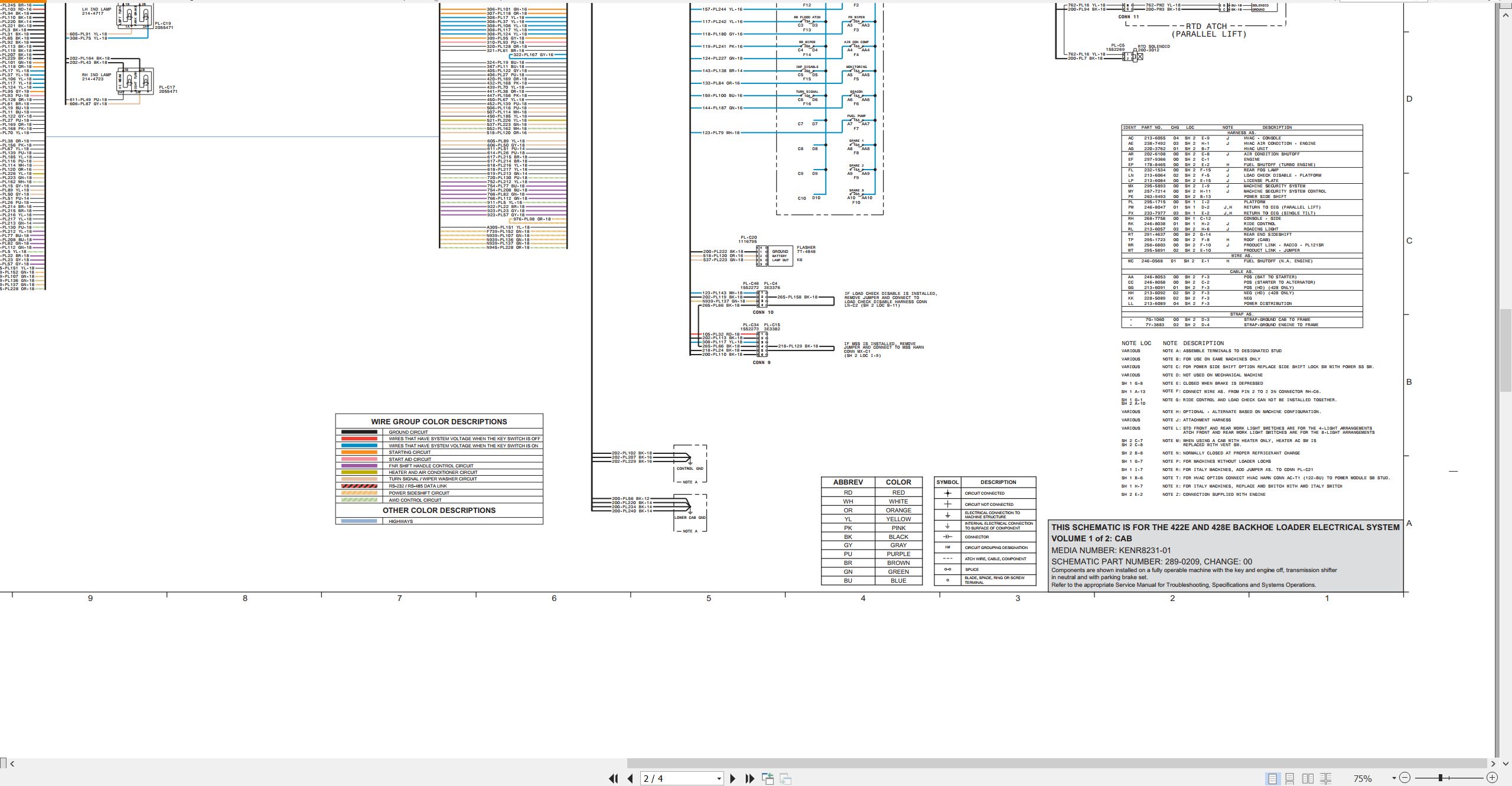 CAT Backhoe Loader 422E Electrical Hydraulic Schematic (2)