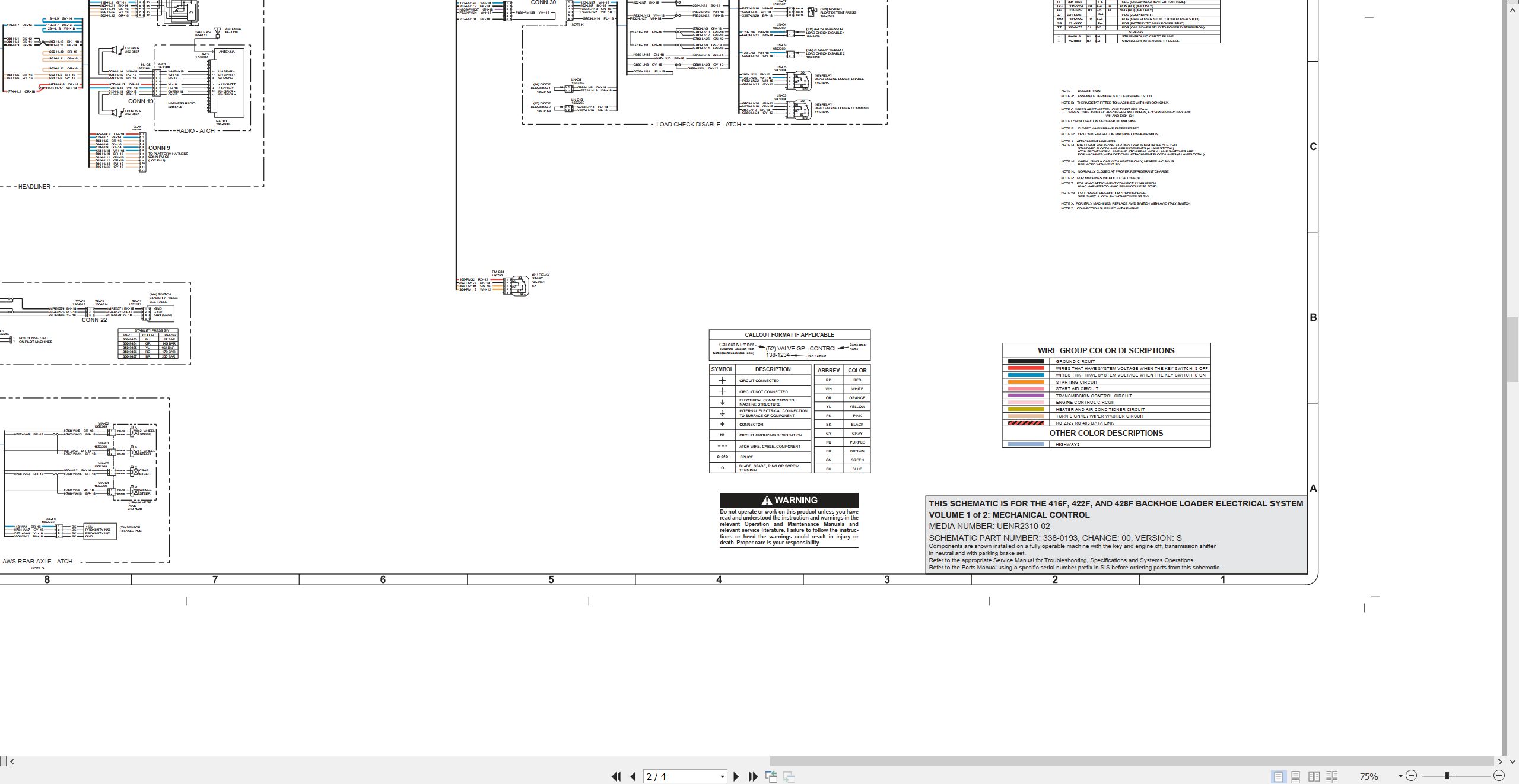 CAT Backhoe Loader 422F Electrical Hydraulic Schematic (2)