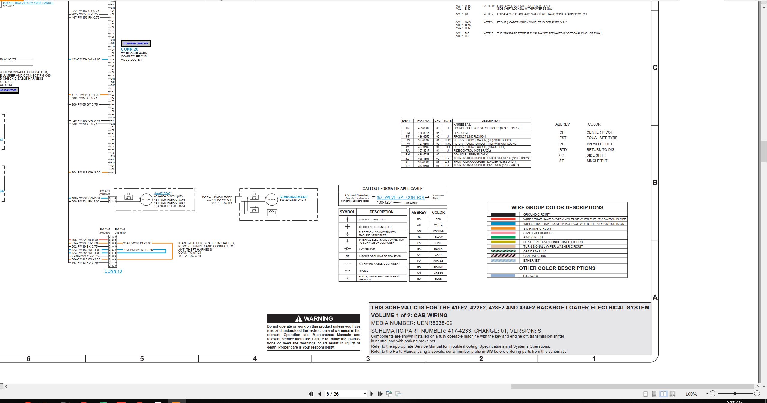 CAT Backhoe Loader 422F2 Electrical Hydraulic Schematic (2)