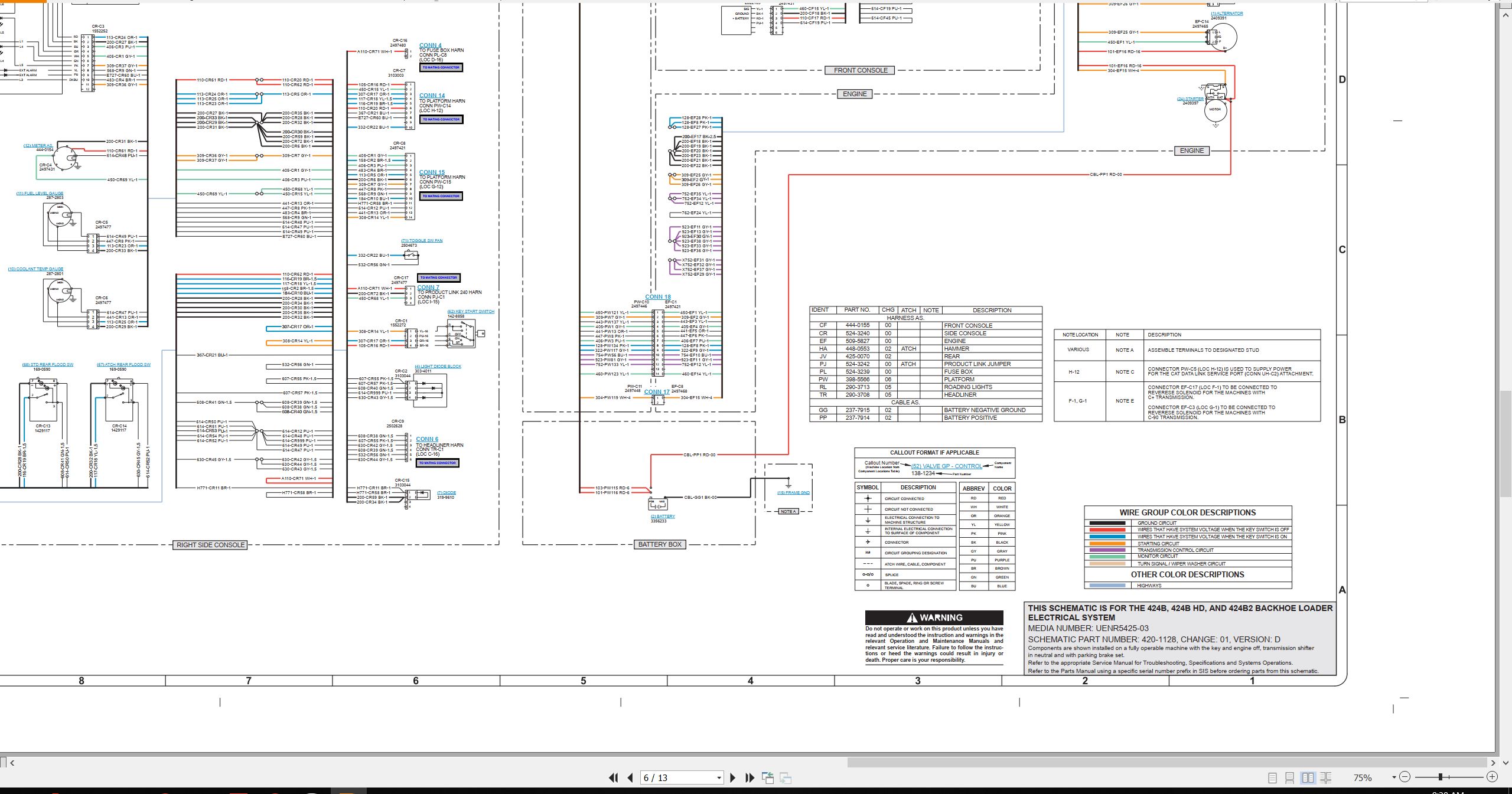 CAT Backhoe Loader 424B Electrical Hydraulic Schematic (2)