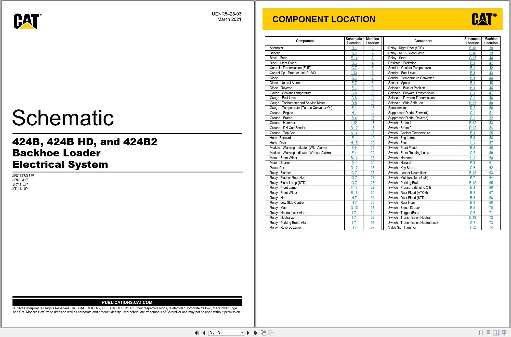CAT Backhoe Loader 424B HD Electrical Hydraulic Schematic (1)