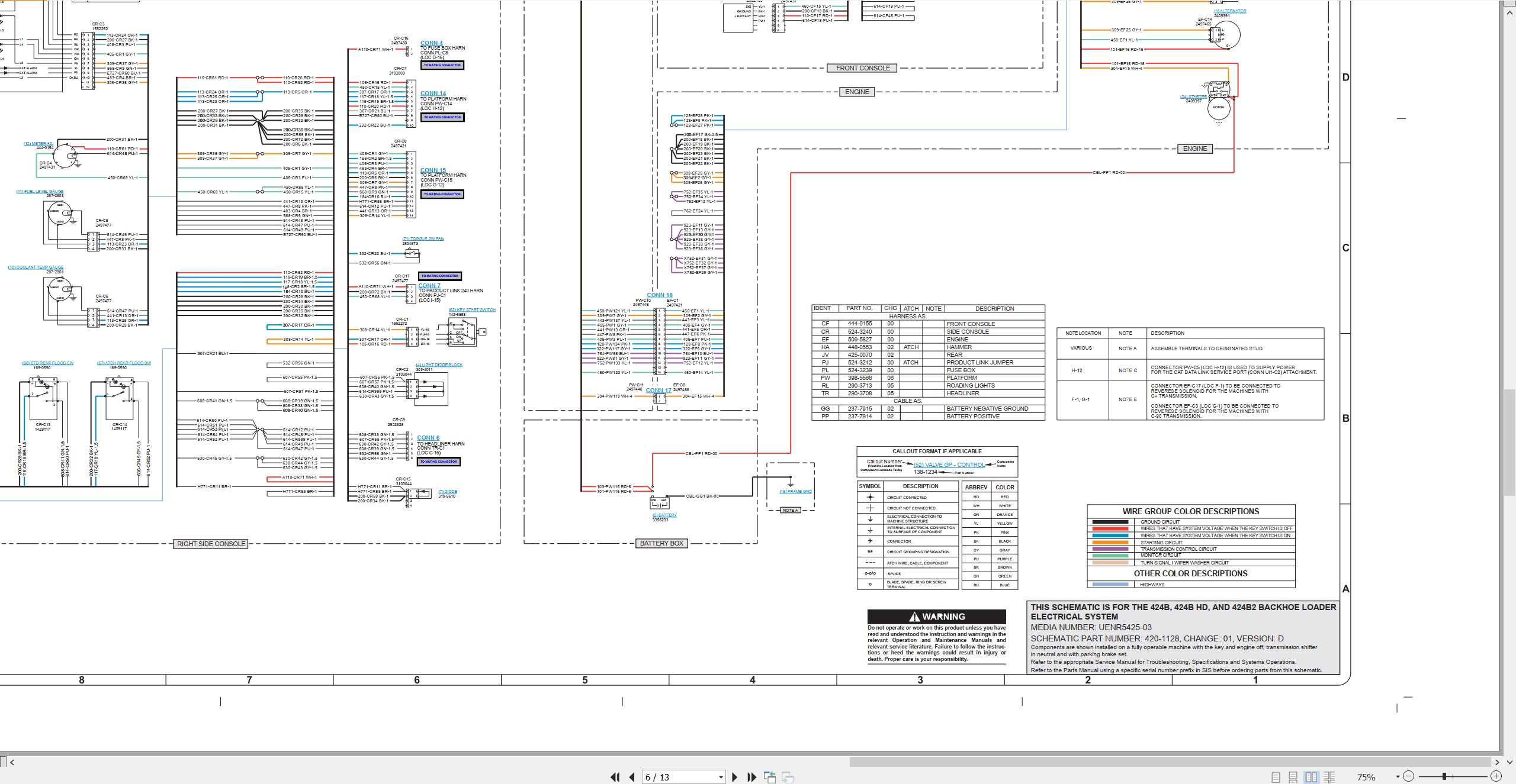 CAT Backhoe Loader 424B HD Electrical Hydraulic Schematic (2)