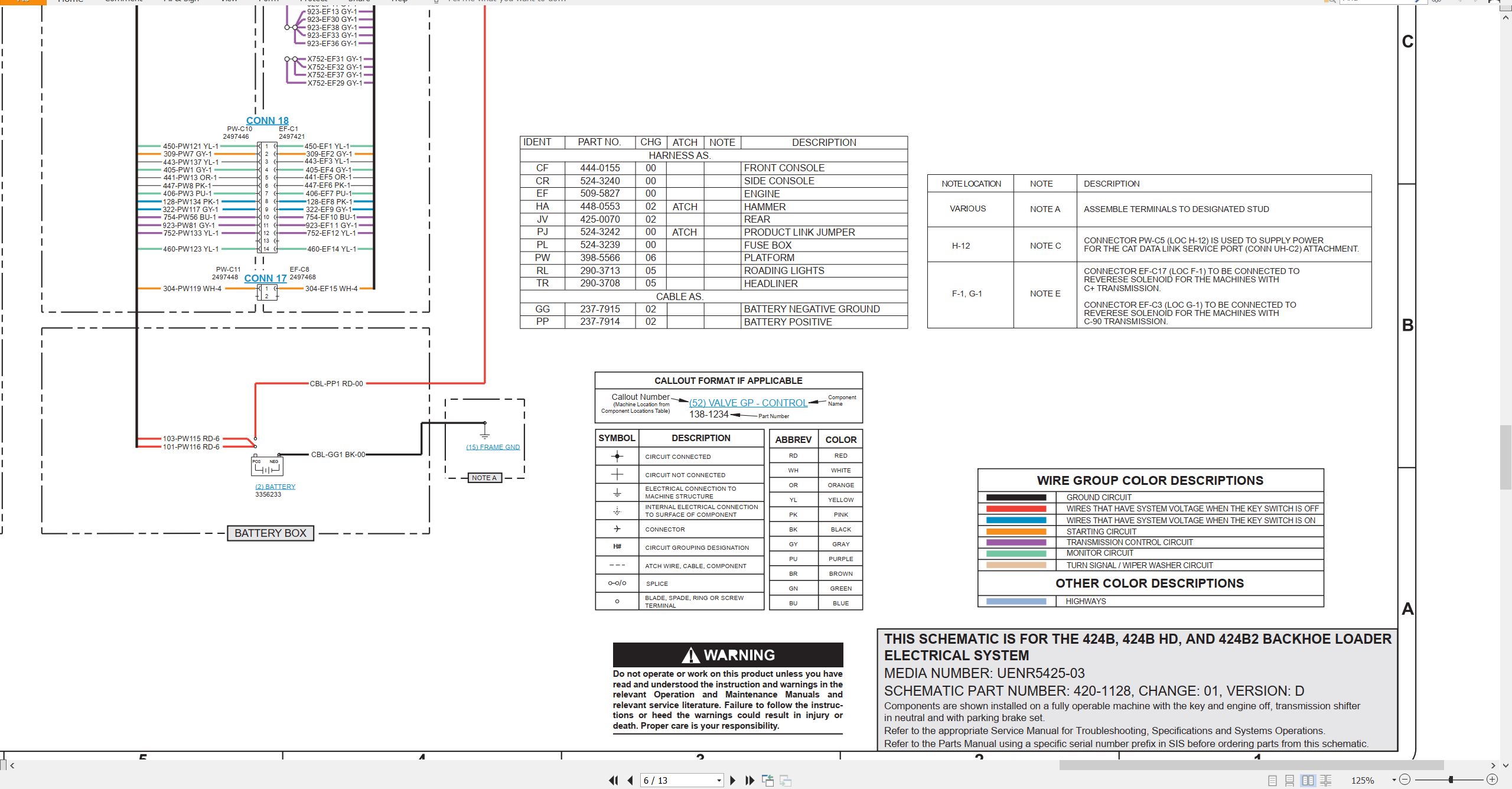 CAT Backhoe Loader 424B2 Electrical Hydraulic Schematic (2)