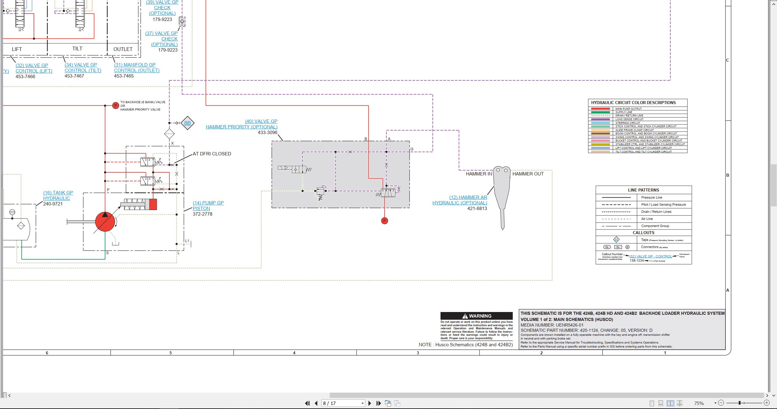CAT Backhoe Loader 424B2 Electrical Hydraulic Schematic (3)