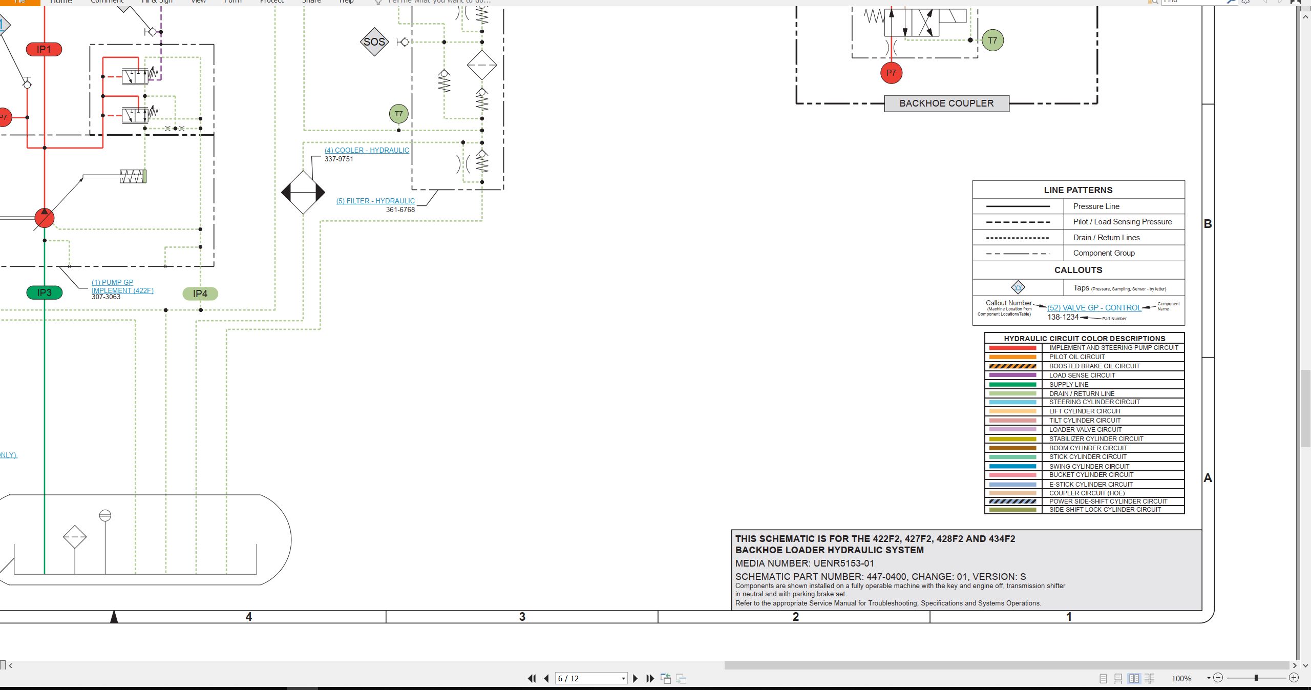 CAT Backhoe Loader 428F2 Electrical Hydraulic Schematic (3)