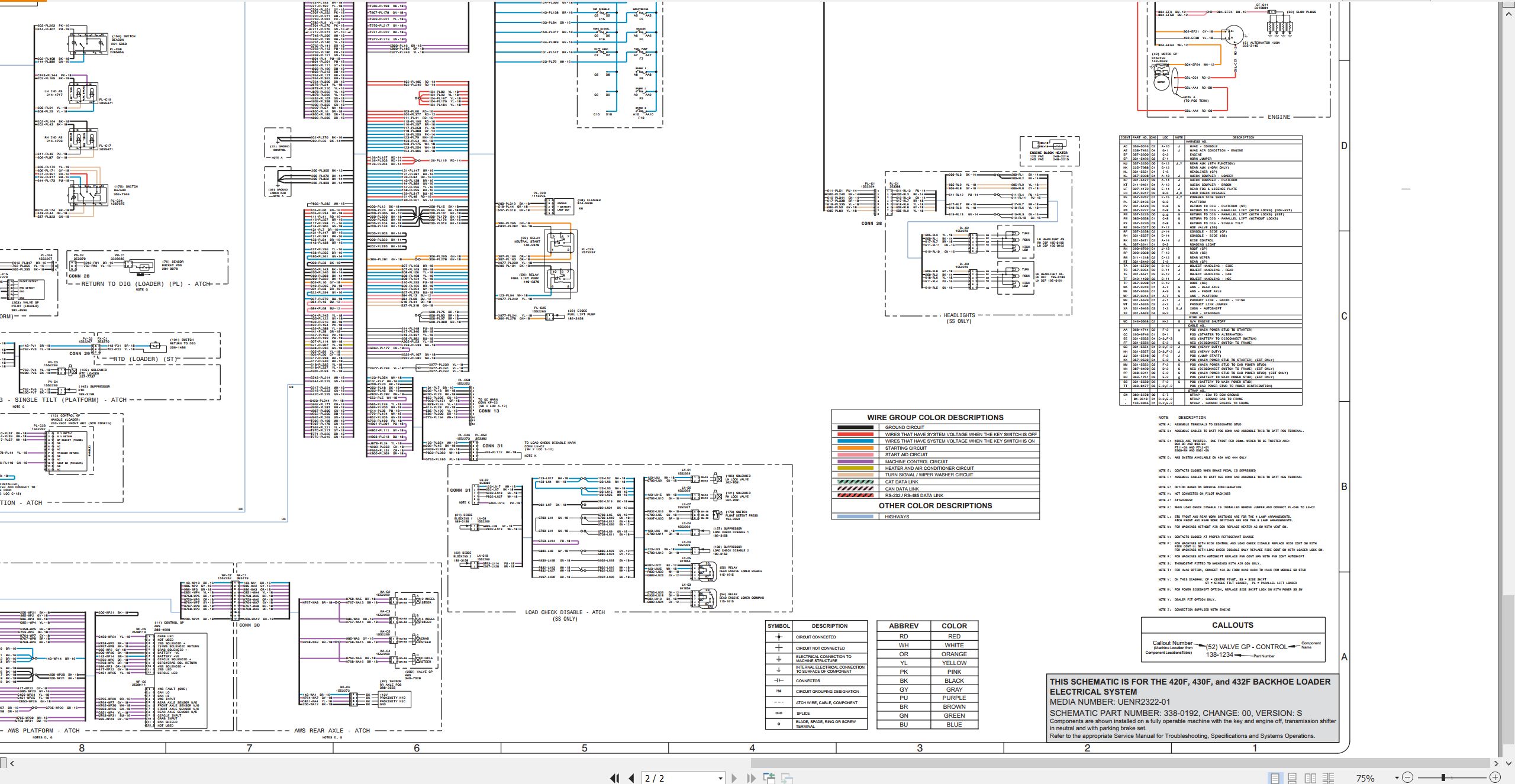 CAT Backhoe Loader 430F Electrical Hydraulic Schematic (2)