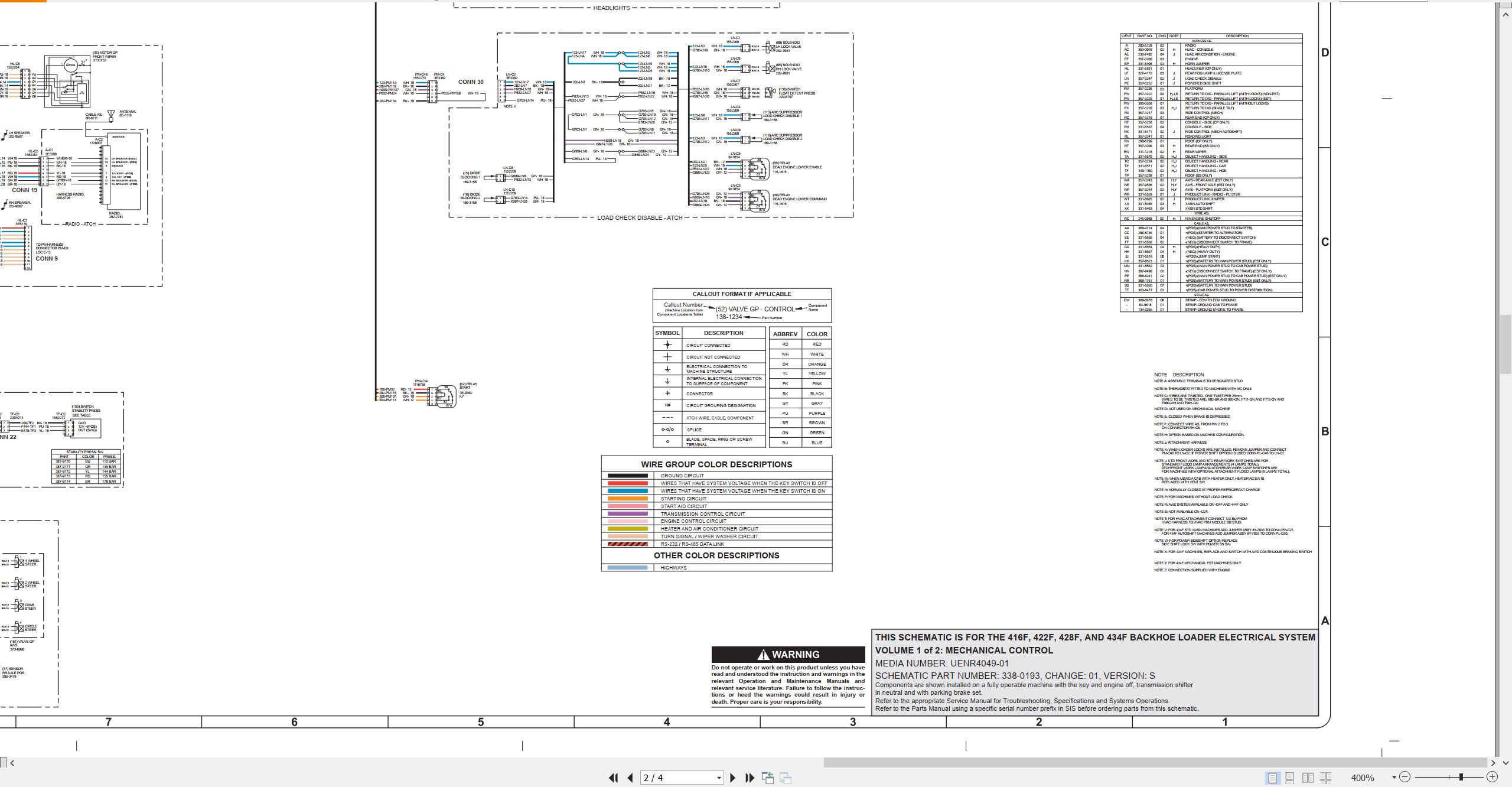 CAT Backhoe Loader 434F Electrical Hydraulic Schematic (2)