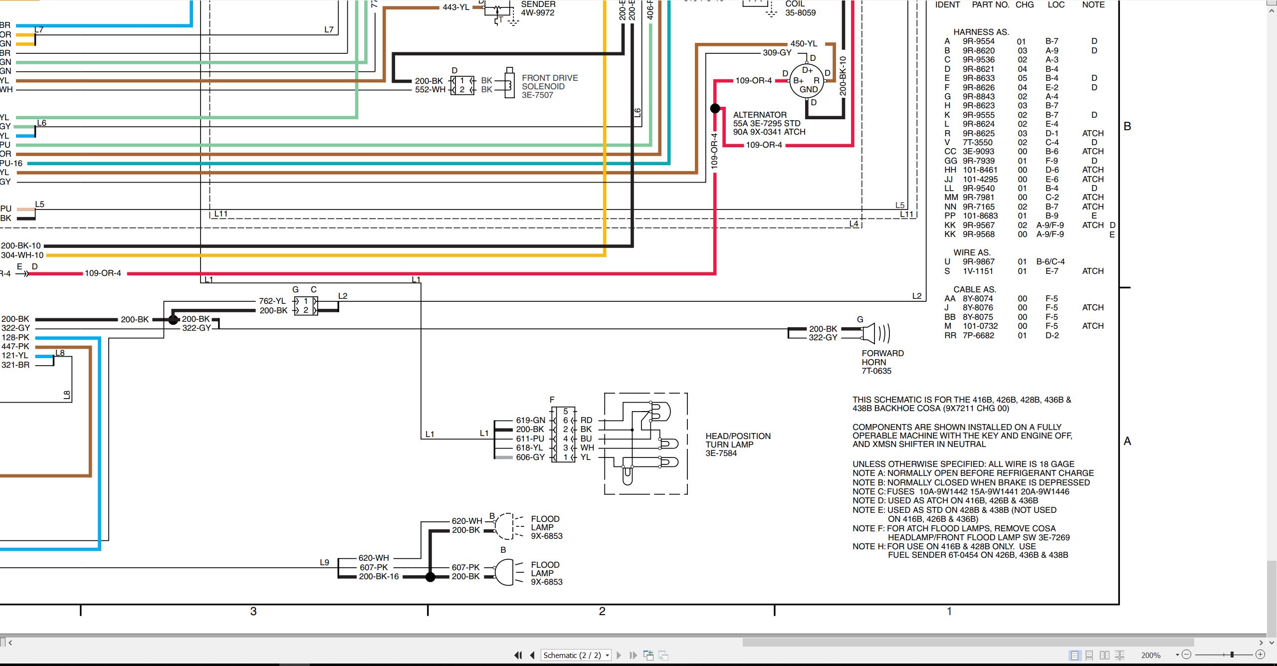 CAT Backhoe Loader 436B Electrical Schematic (2)
