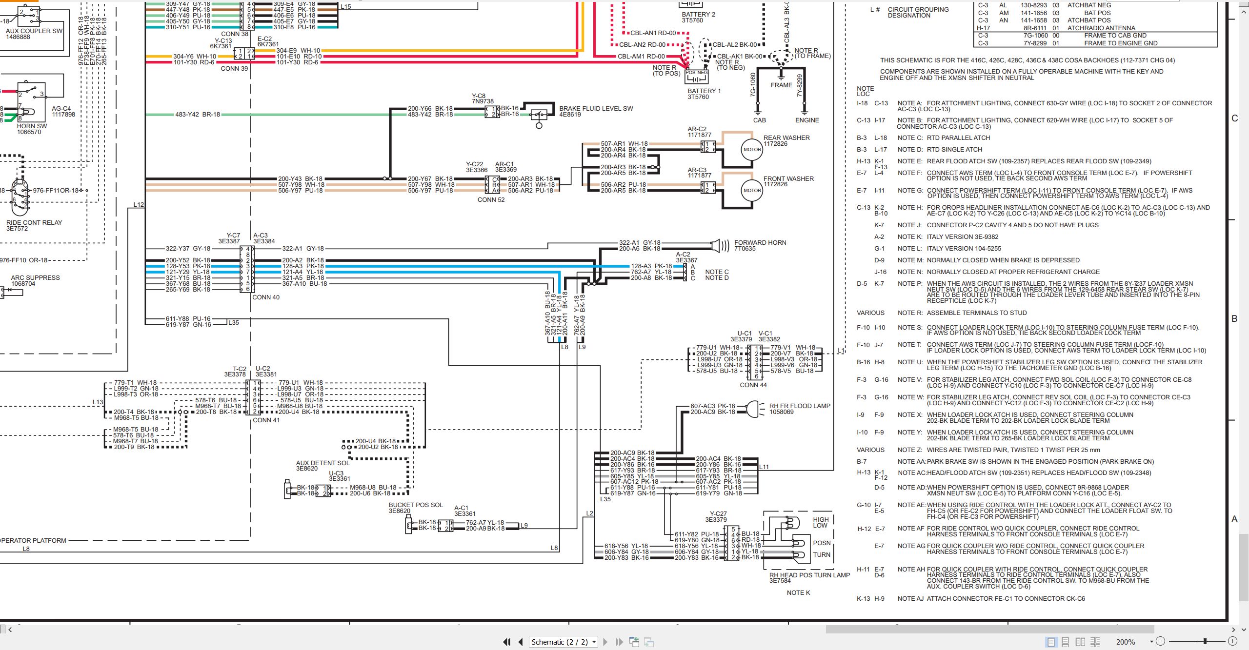 CAT Backhoe Loader 438C Electrical Schematic (2)