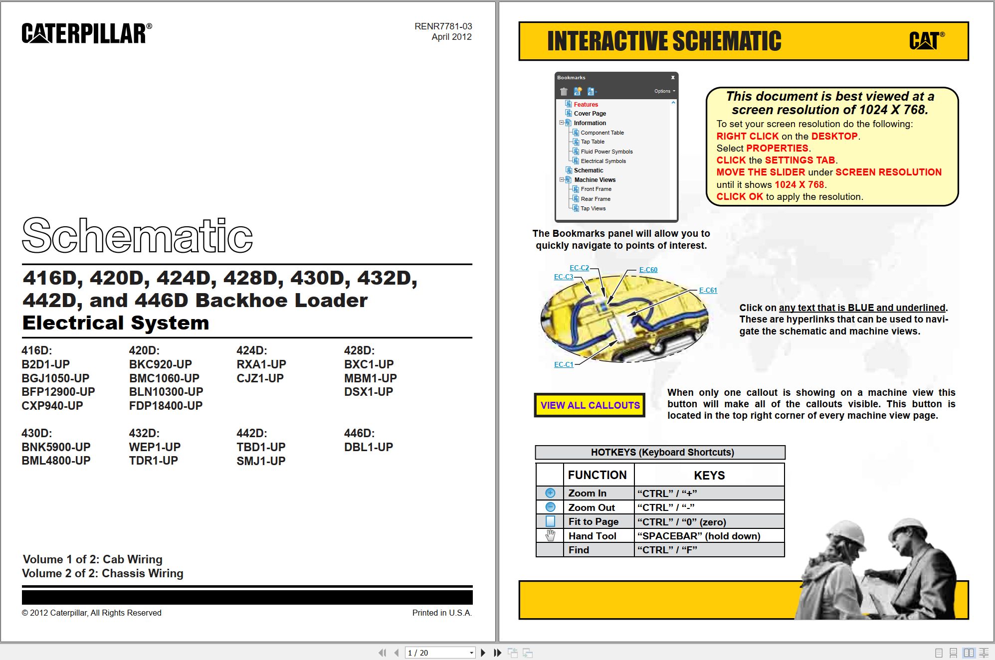 CAT Backhoe Loader 446D Electrical Hydraulic Schematic (1)