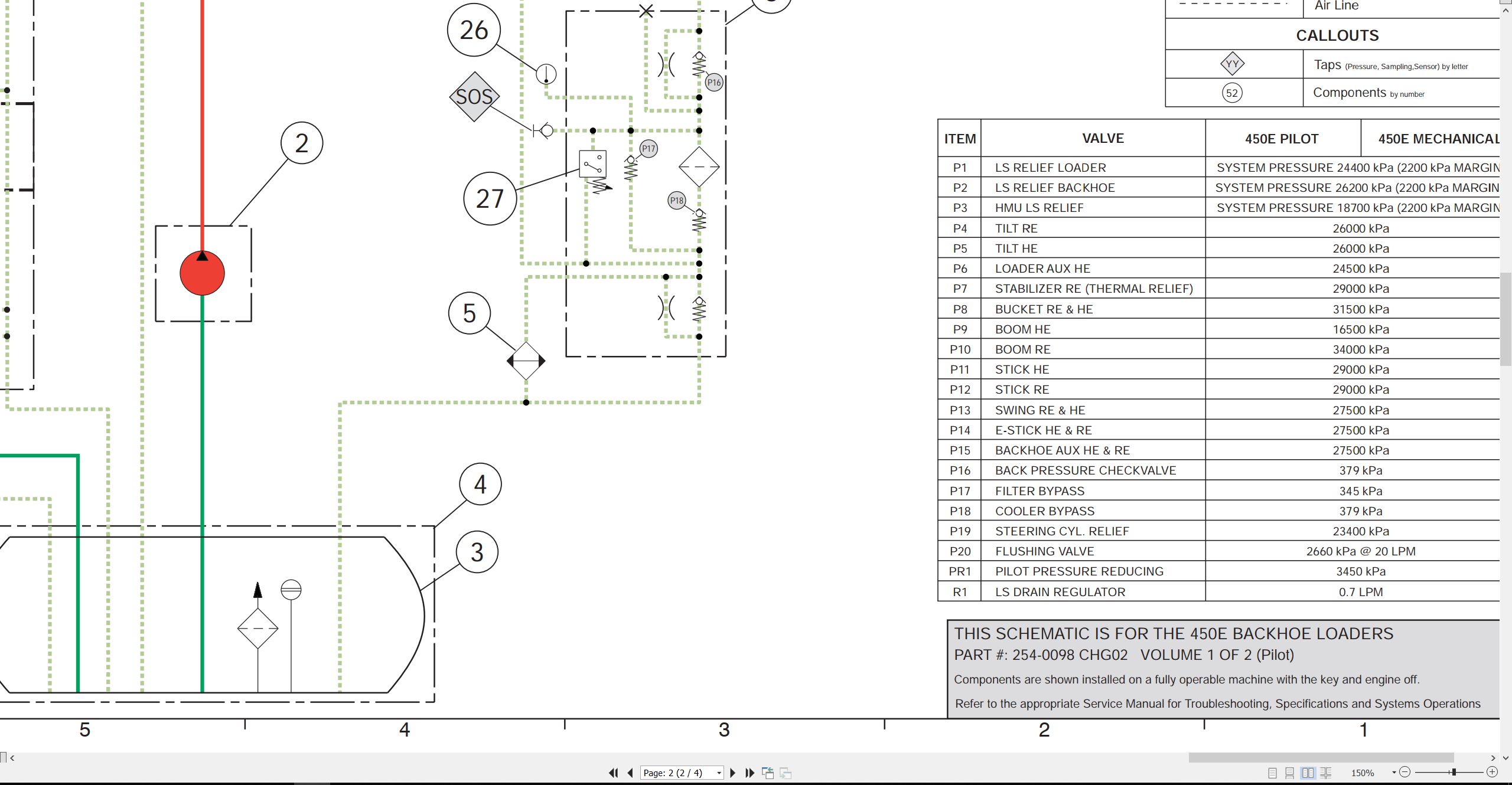 CAT Backhoe Loader 450E Electrical Hydraulic Schematic (3)