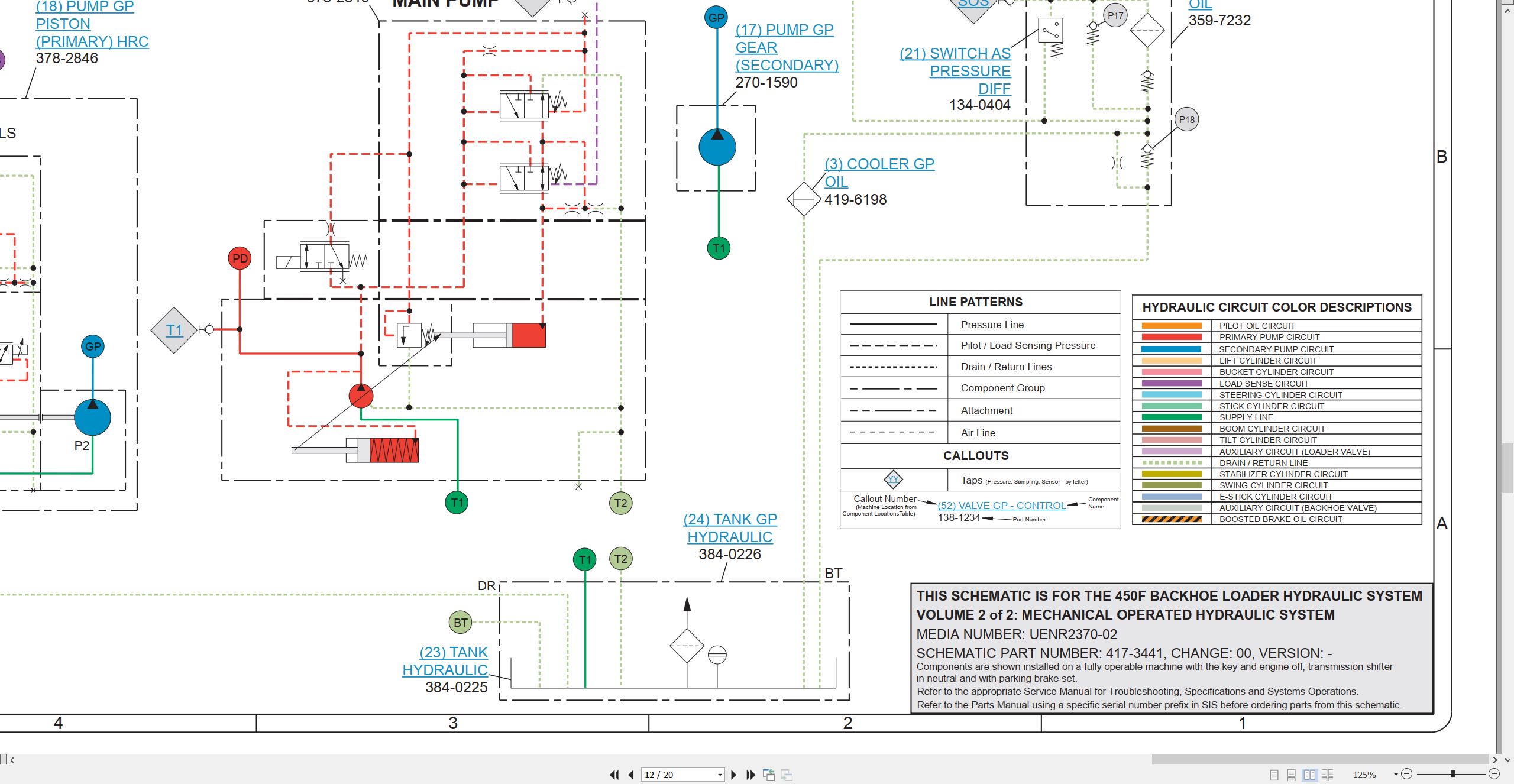 CAT Backhoe Loader 450F Electrical Hydraulic Schematic (3)
