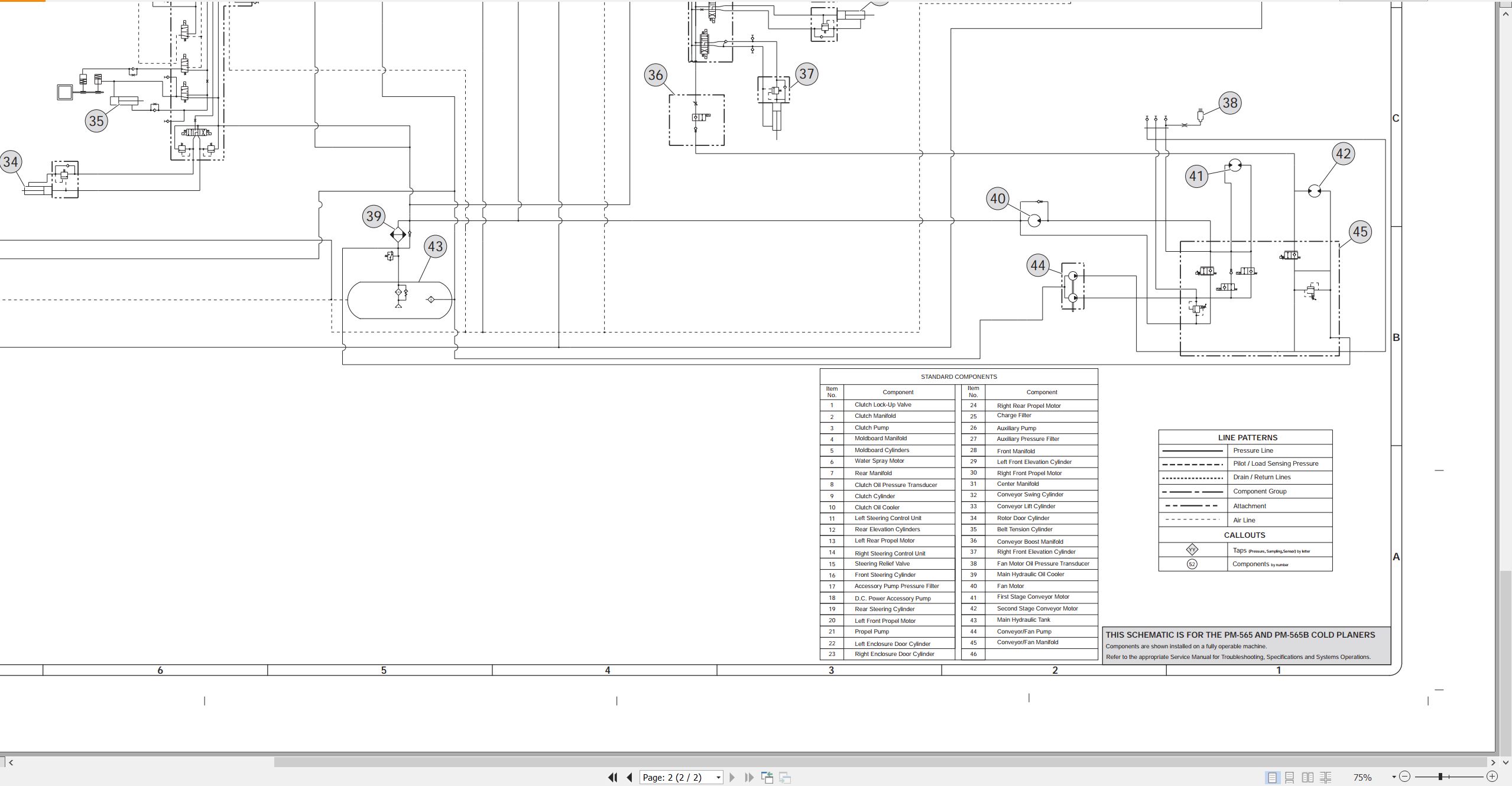 CAT Cold Planer PM 565 PM 565B Hydraulic Schematic KENR3077 00 1997 (2)