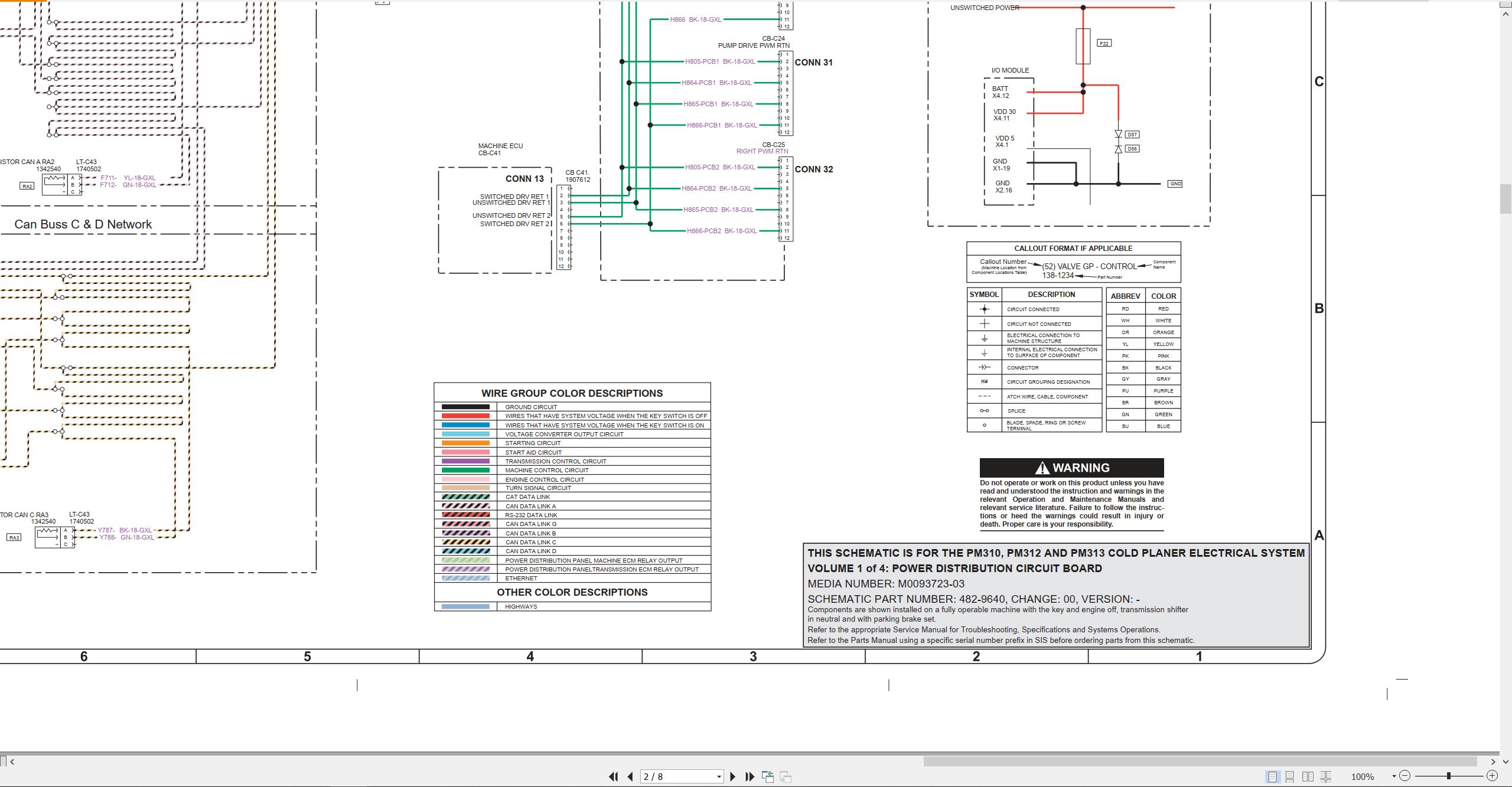 CAT Cold Planer PM313 Electrical Hydraulic Schematic (2)