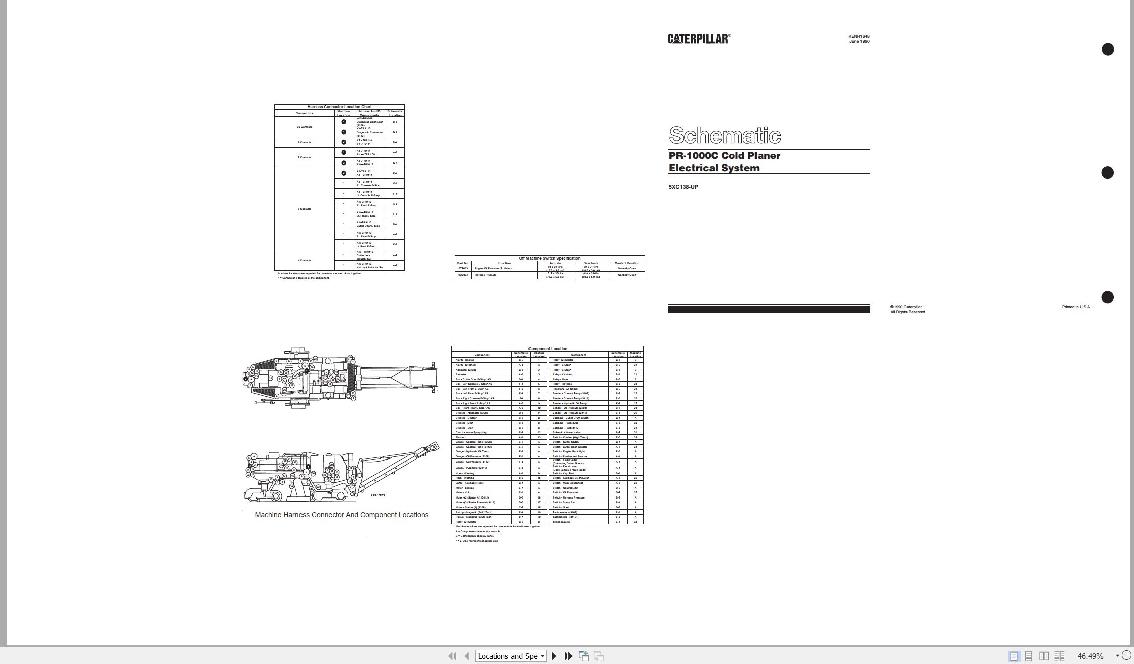 CAT Cold Planer PR 1000C Electrical Schematic KENR1648 00 1990 (1)